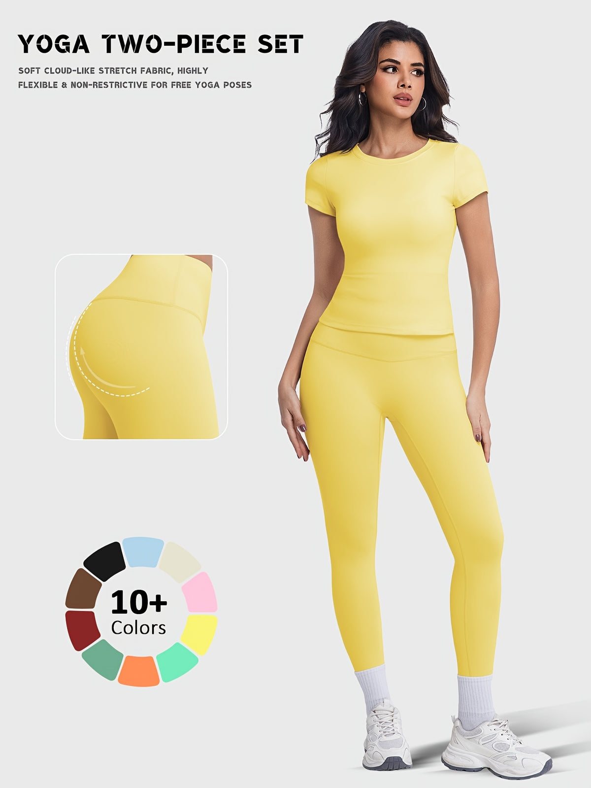Crew Neck Tee & Leggings Set - Yellow