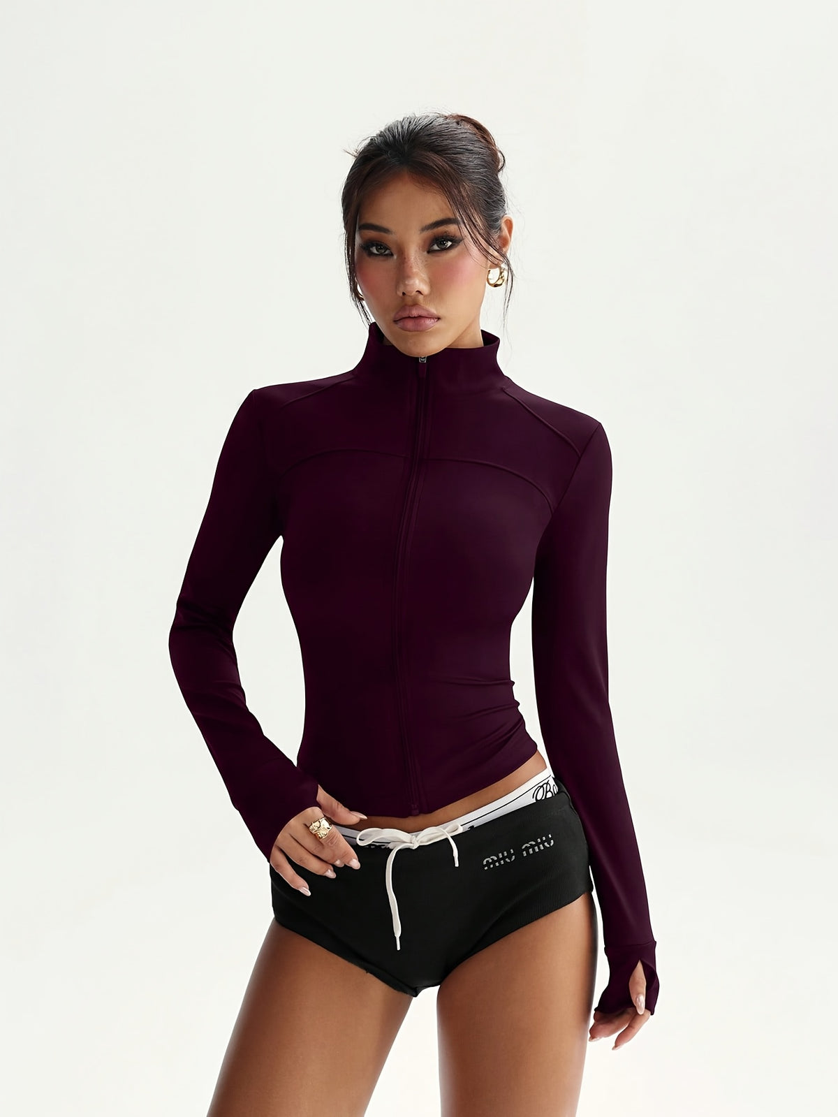 Fitted Zip Up Jacket - Deep Purple