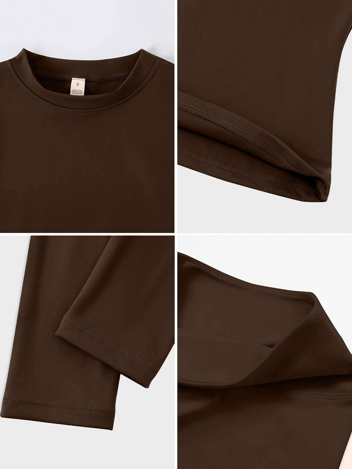 Crew Neck Crop Tee & Leggings Set - Espresso