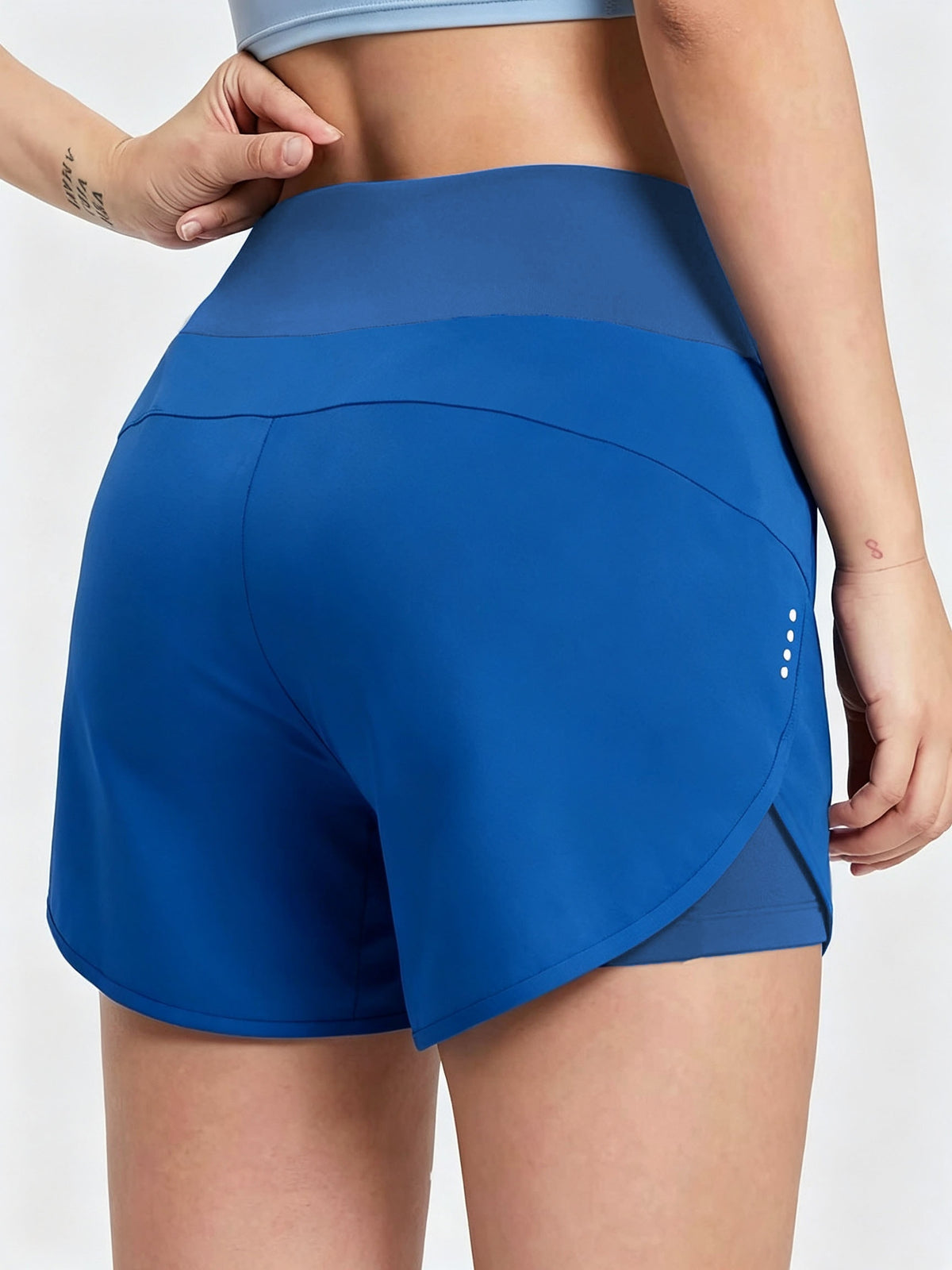 Pocket Anti-Sheer High Waist Running Shorts - Royal Blue