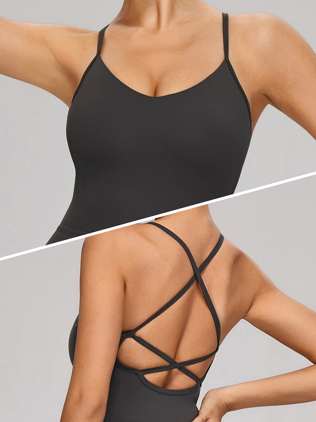 Backless Strappy Sculpt Jumpsuit - Graphite