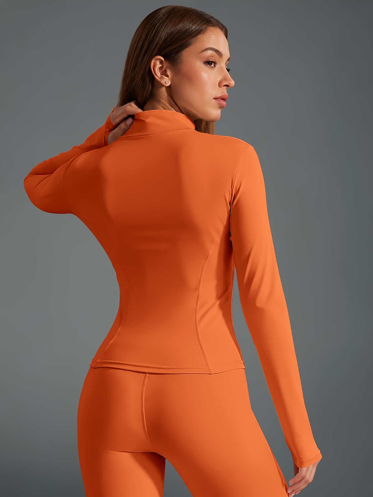 Quick Dry Long Sleeve Sports Jacket - Orange