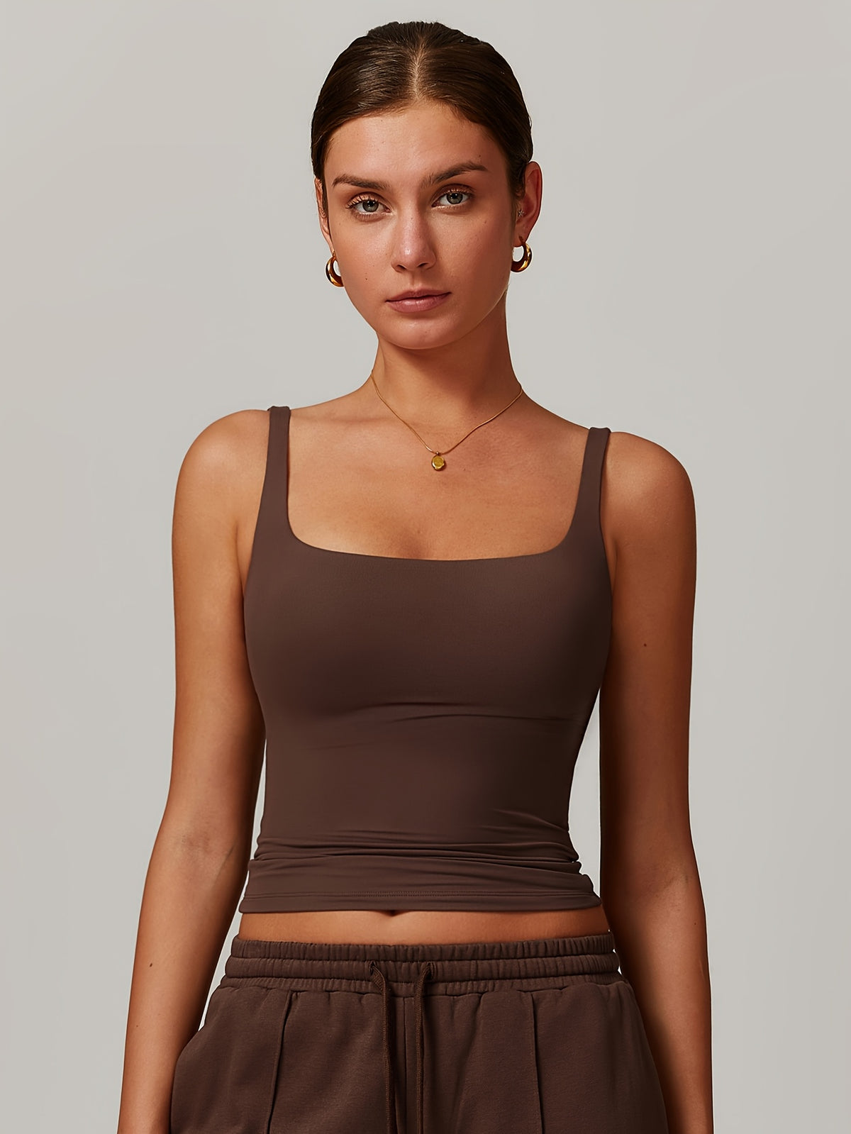 Padded Sports Cami - Coffee