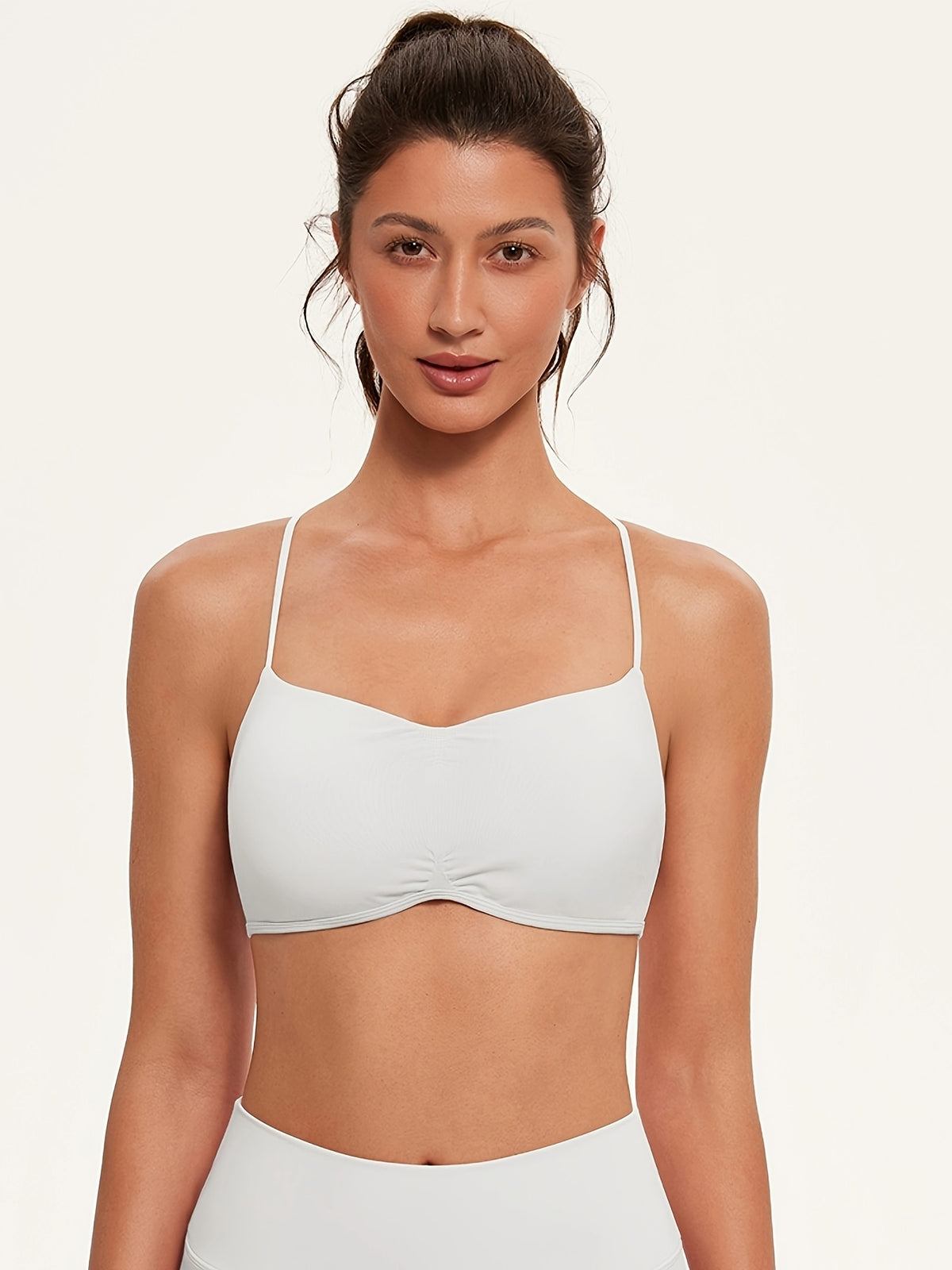 Criss-Cross Back Strap Sports Bra - White