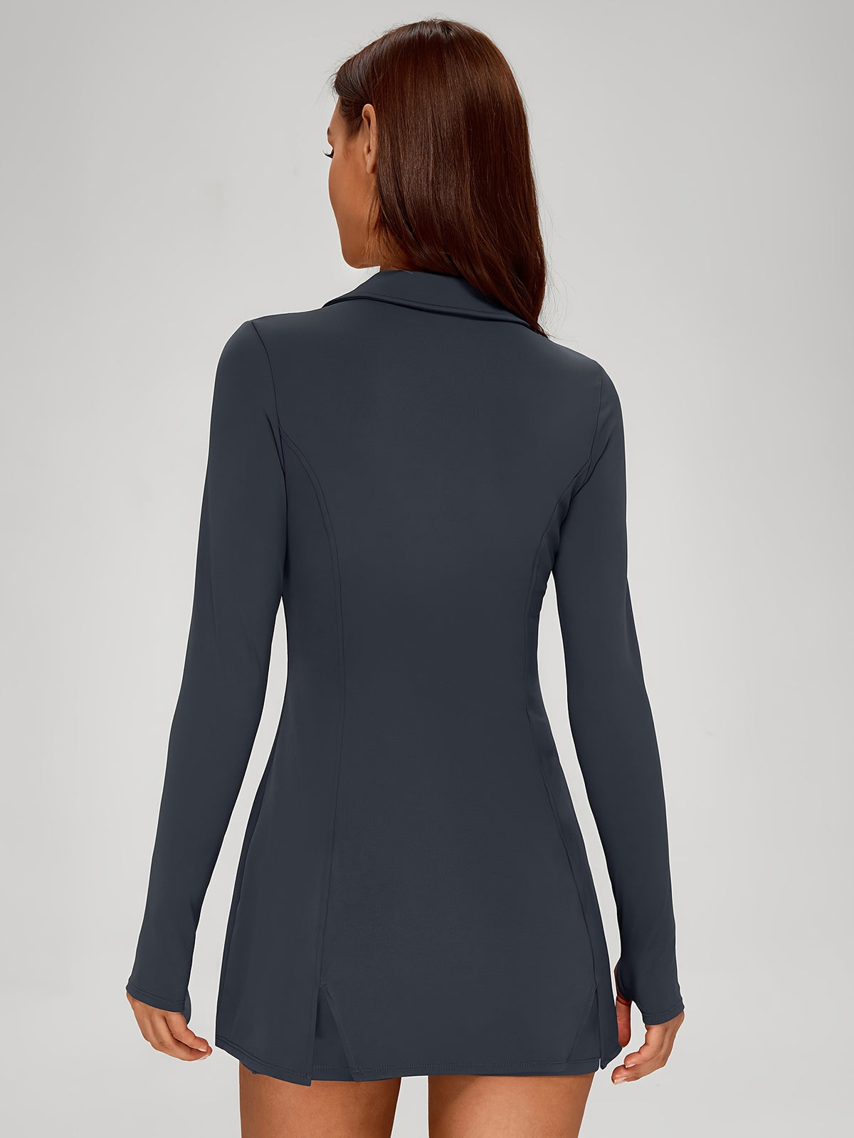 Long Sleeve Tennis Dress - Dark Grey