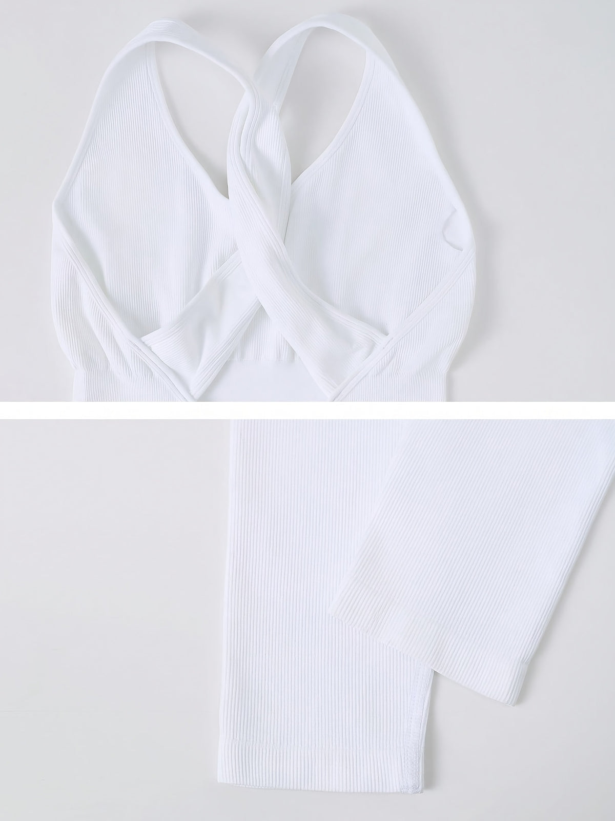 Cross Back Ribbed Jumpsuit - White