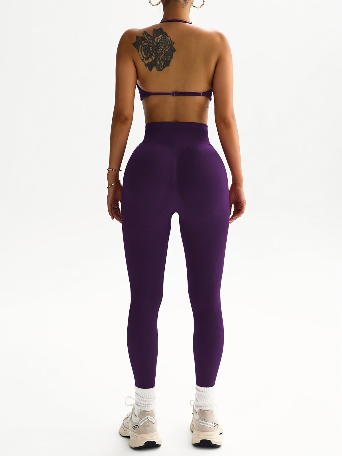 Halter Bra & Leggings Set - Deep Purple