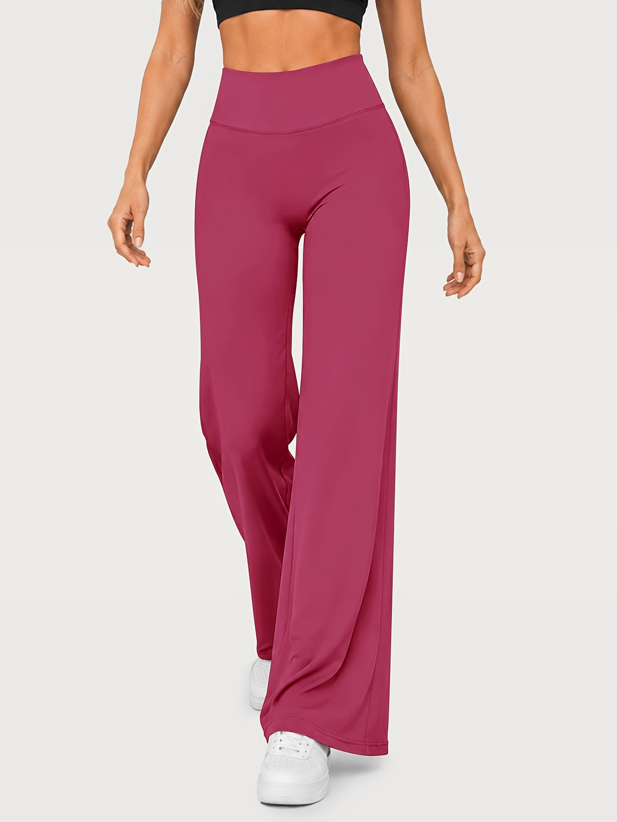 Stretch Straight Leg Yoga Pants - Magenta