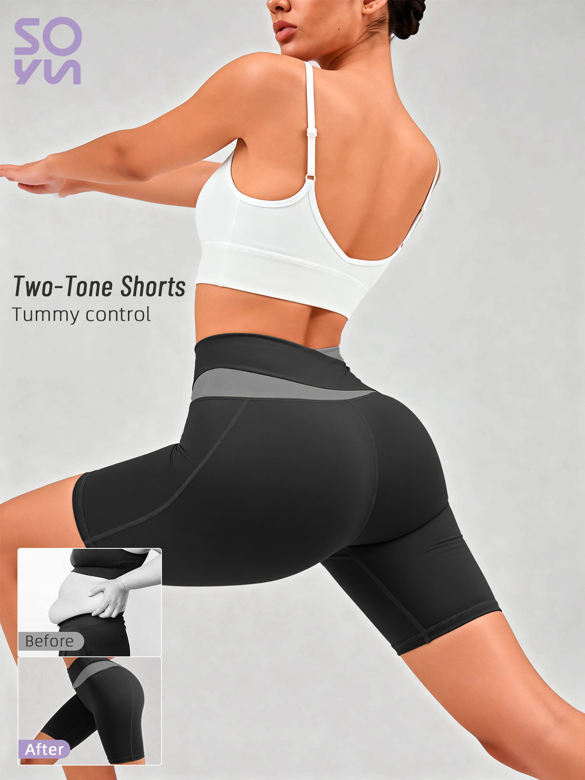 Tummy Control Lifting Gym Shorts - Black