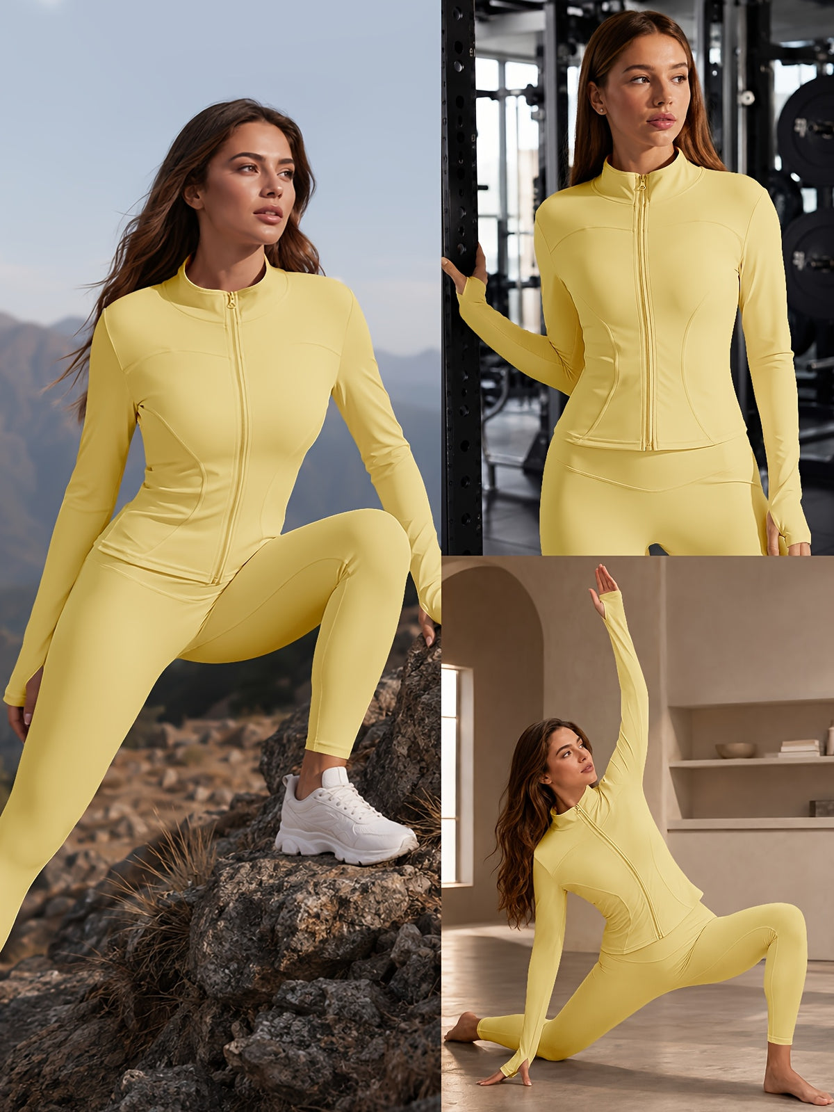 Quick Dry Long Sleeve Sports Jacket - Yellow