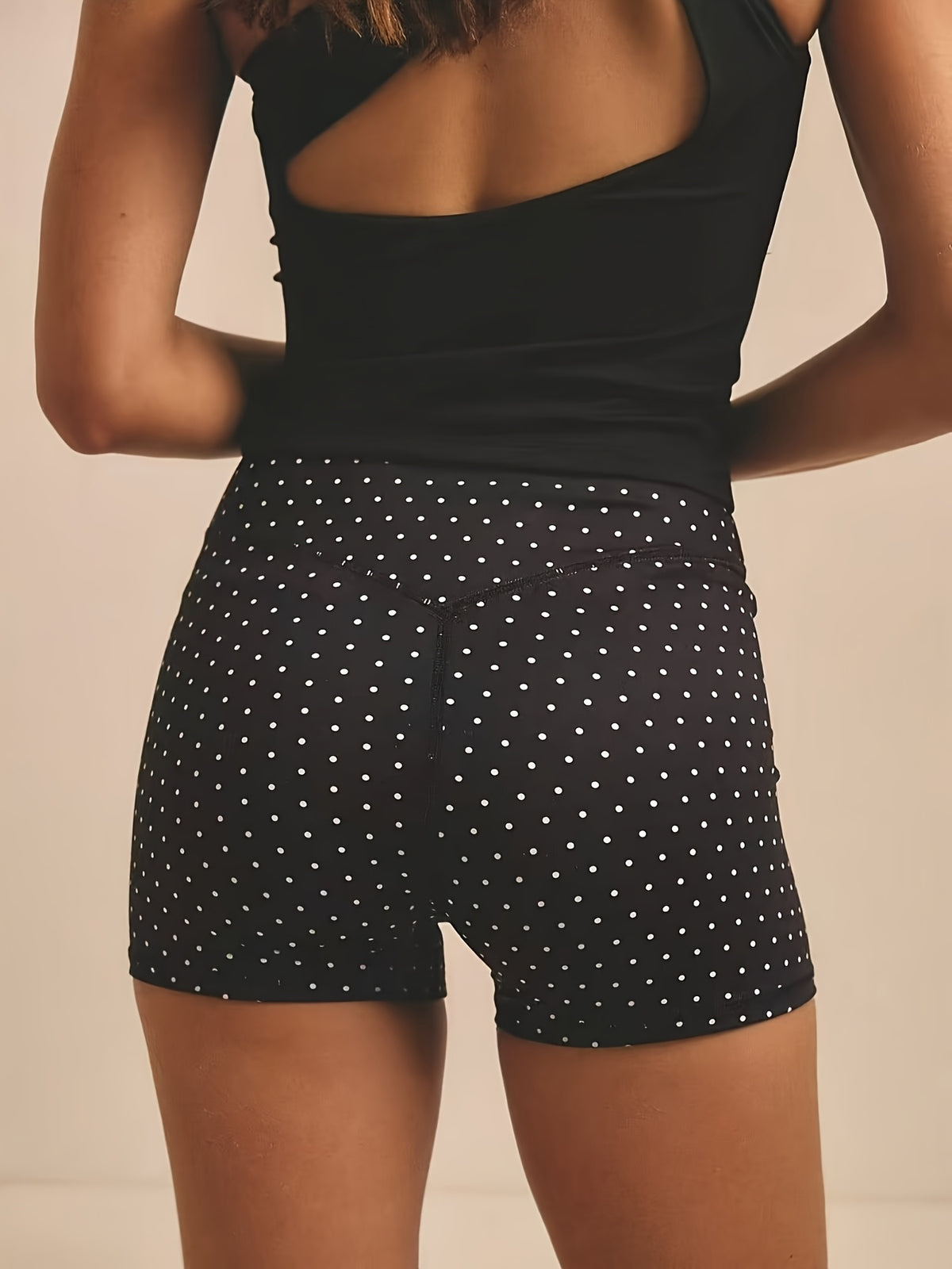 Polka Dot High Waist Lift Shorts - Black