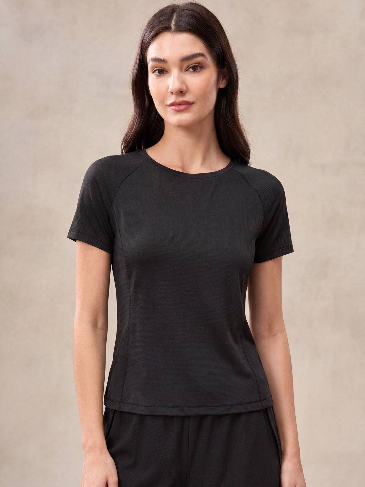 Off Shoulder Mesh Back Tee - Black