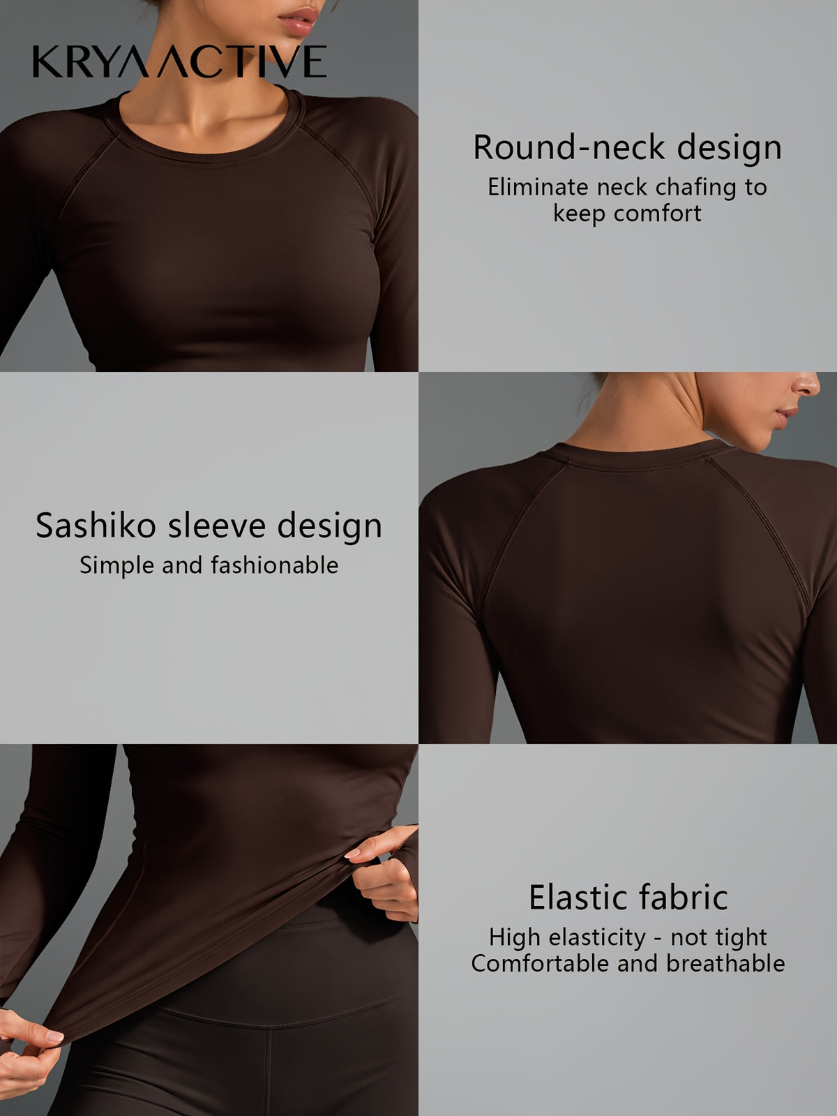 Raglan Thumbhole Base Layer Top - Brown