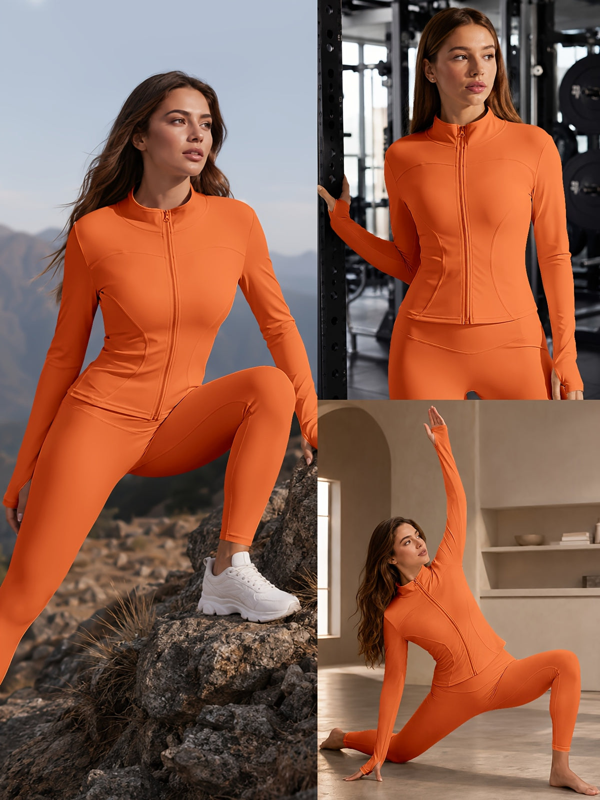 Quick Dry Long Sleeve Sports Jacket - Orange