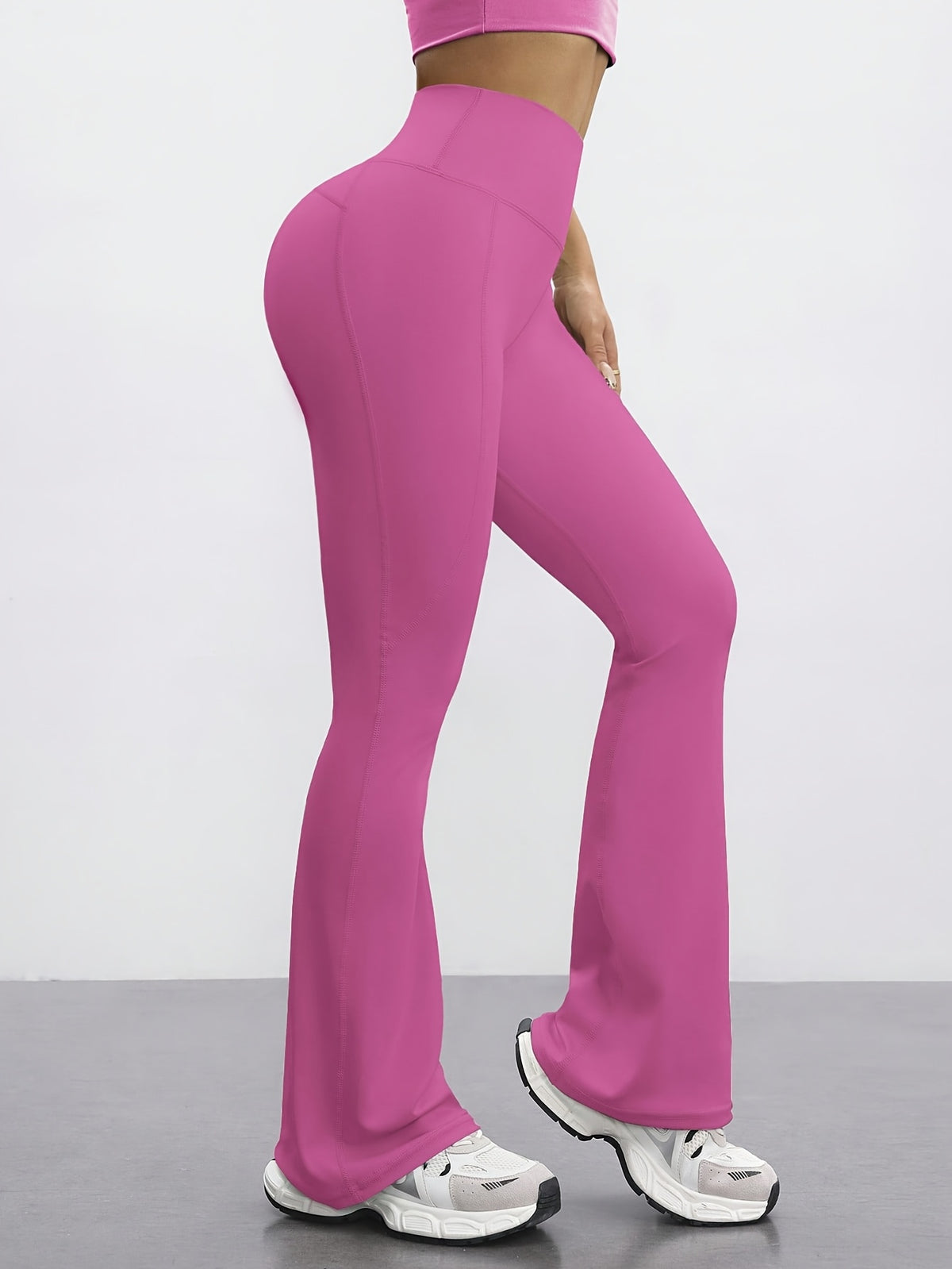 High Waist Flare Pants - Dusty Pink