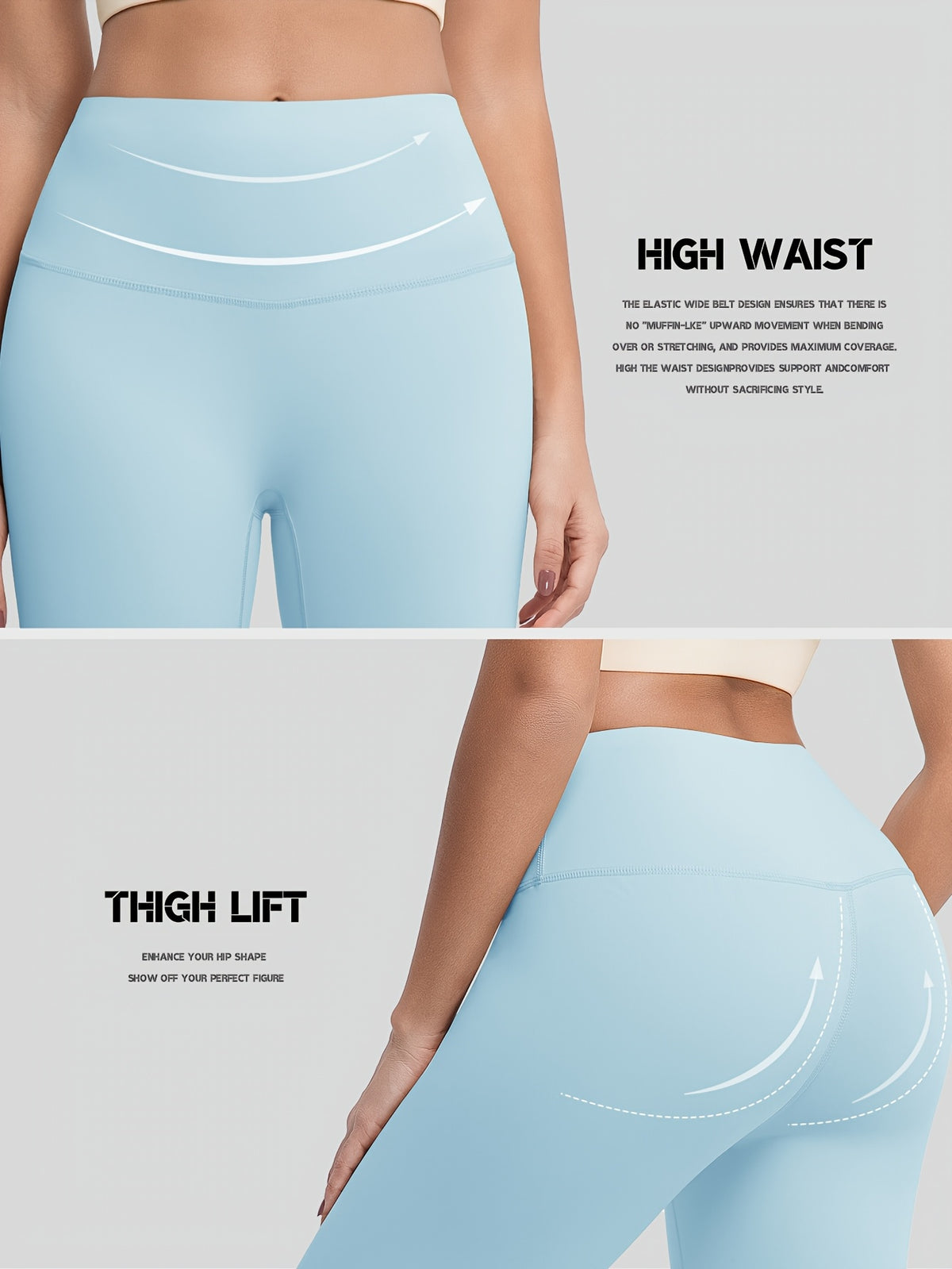 Crew Neck Tee & Leggings Set - Light Blue