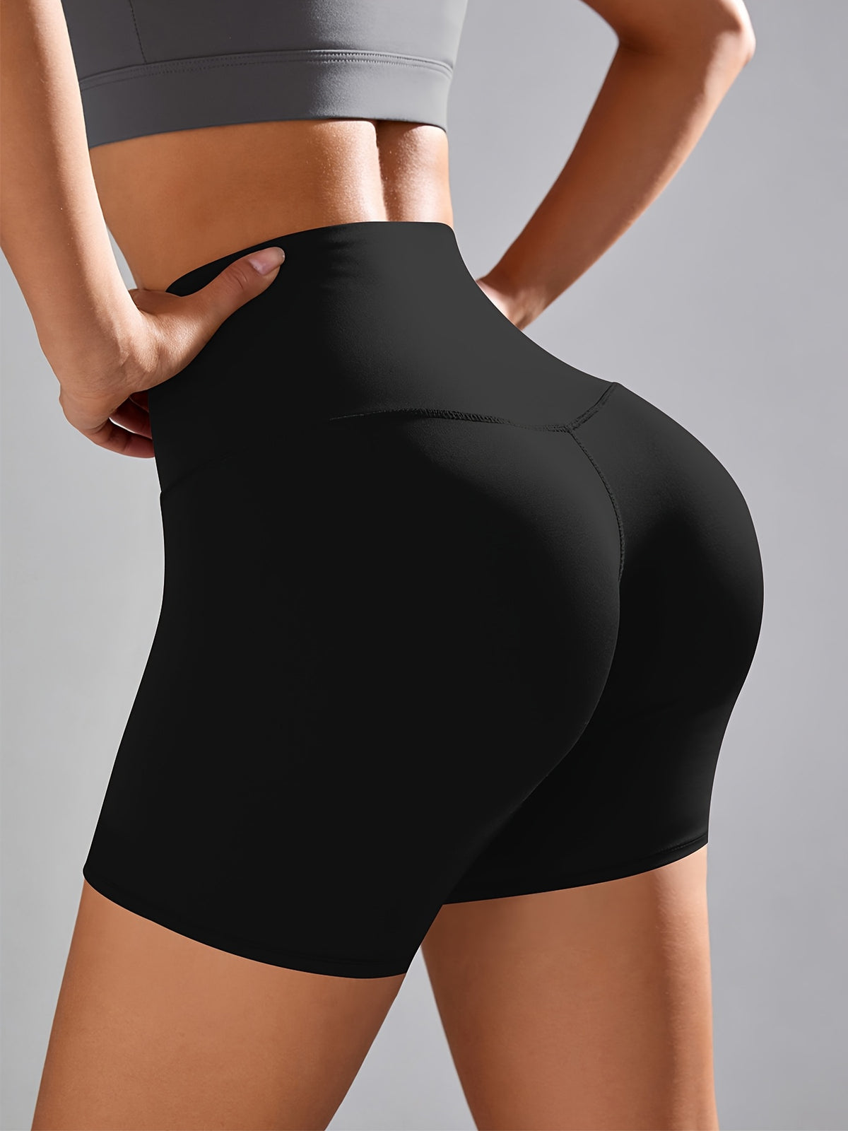 Front Zip Buckle Sculpt Shorts - Black