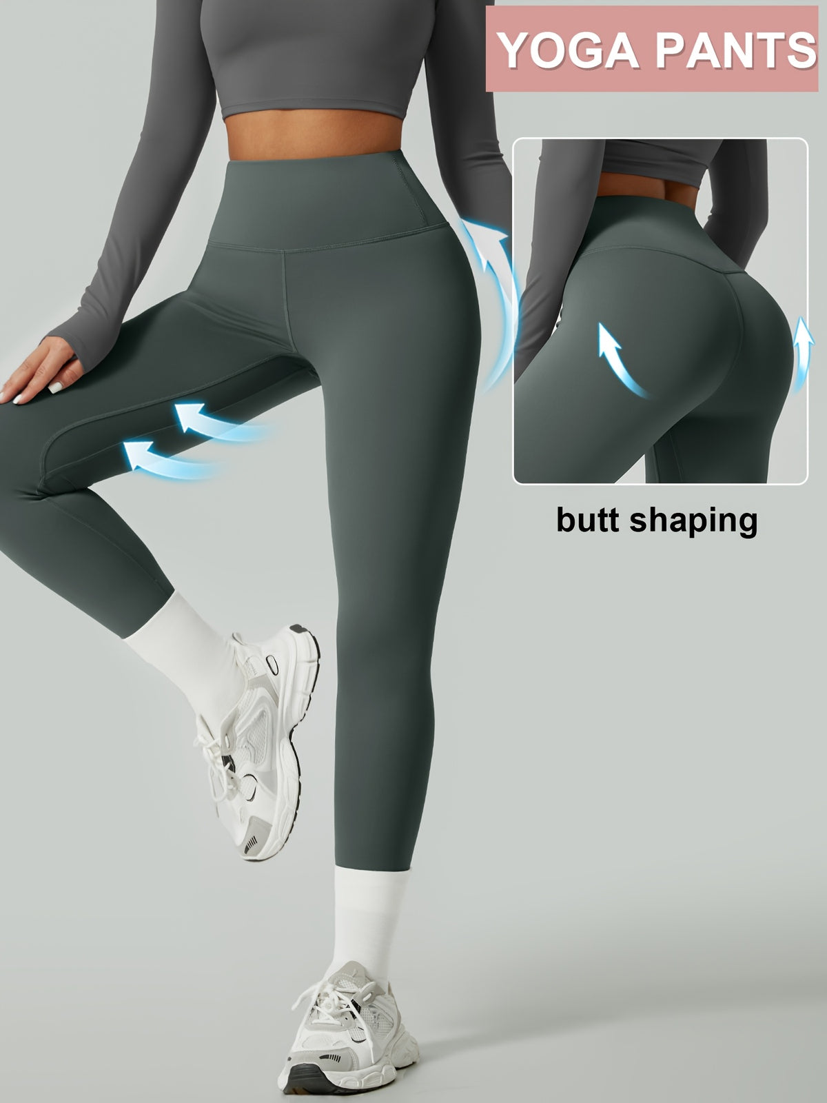 High Waist Sculpt Yoga Pants - Olive Green