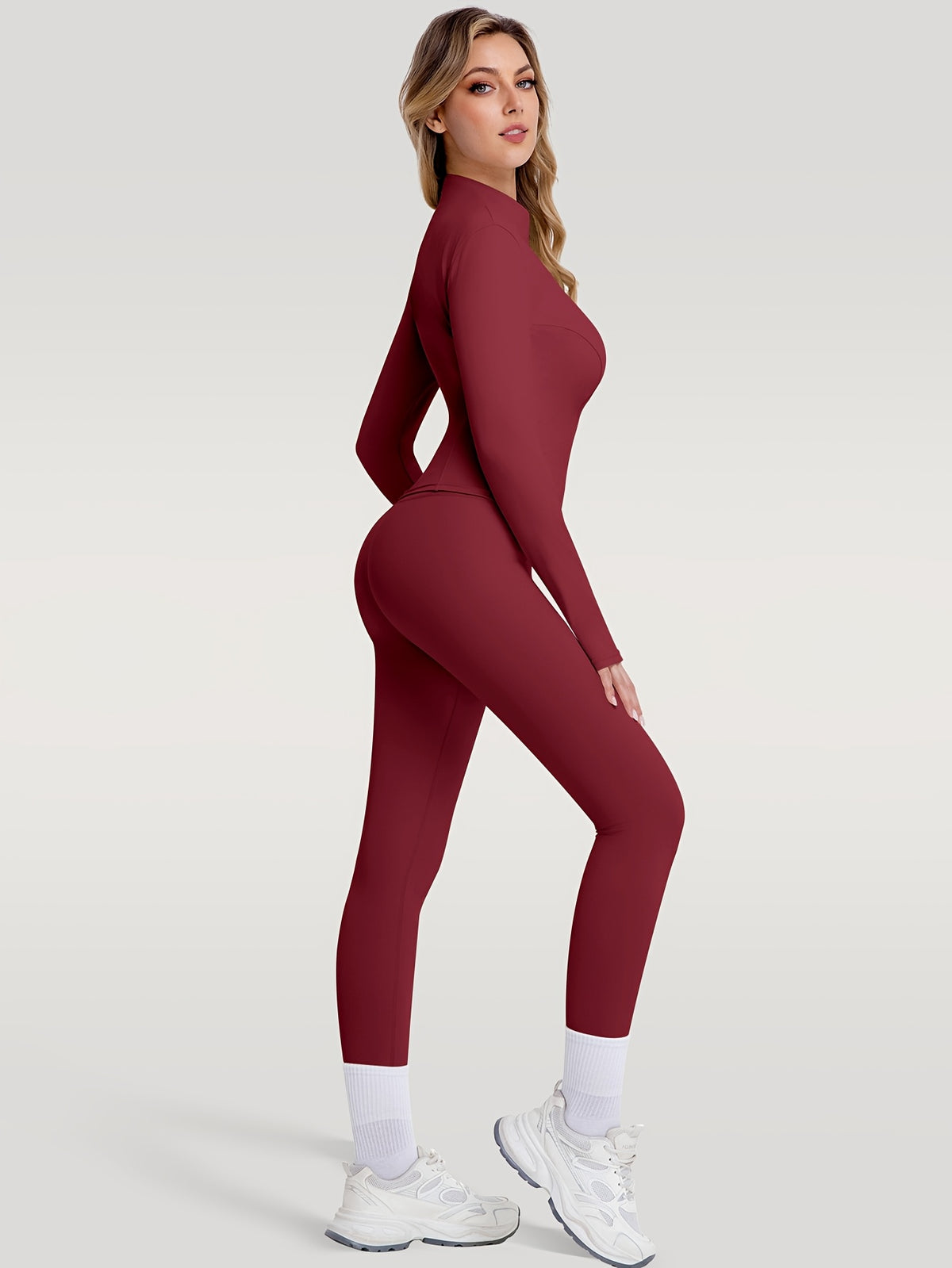 Figure Hugging Jacket & Pants Set - Red
