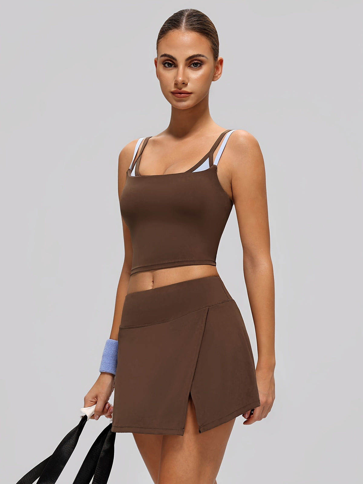 Scoop Neck Tank & Skirt Set - Coffee