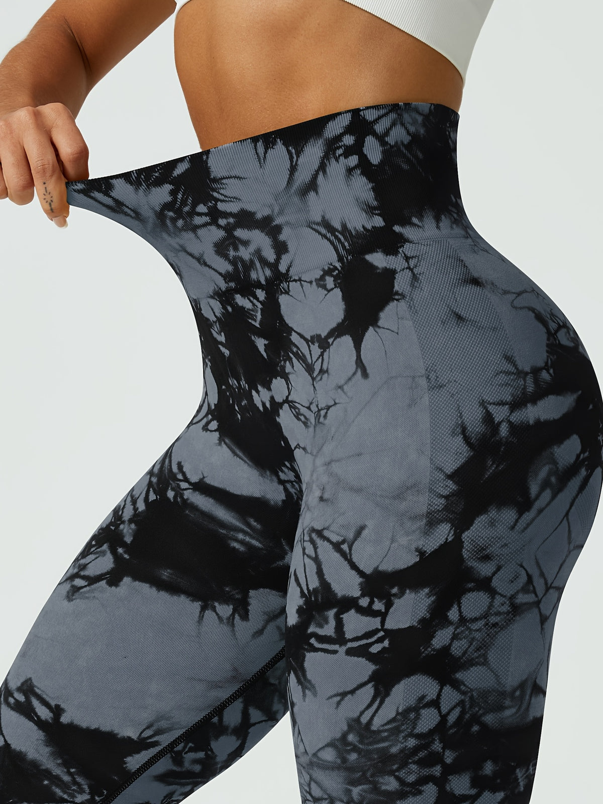 Tie Dye Seamless Leggings - Grey Tie Dye