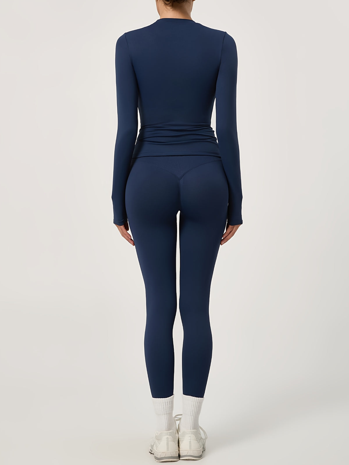 Long Sleeve Top & Seamless Leggings Set - Navy