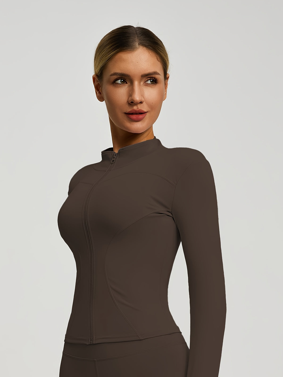 Contour Thumbhole Zip Jacket - Brown