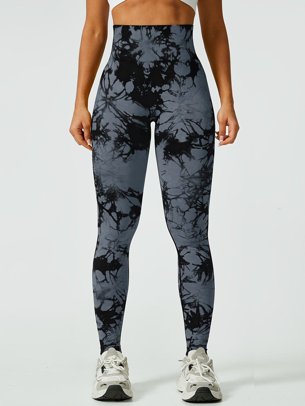 Tie Dye Seamless Leggings - Grey Tie Dye