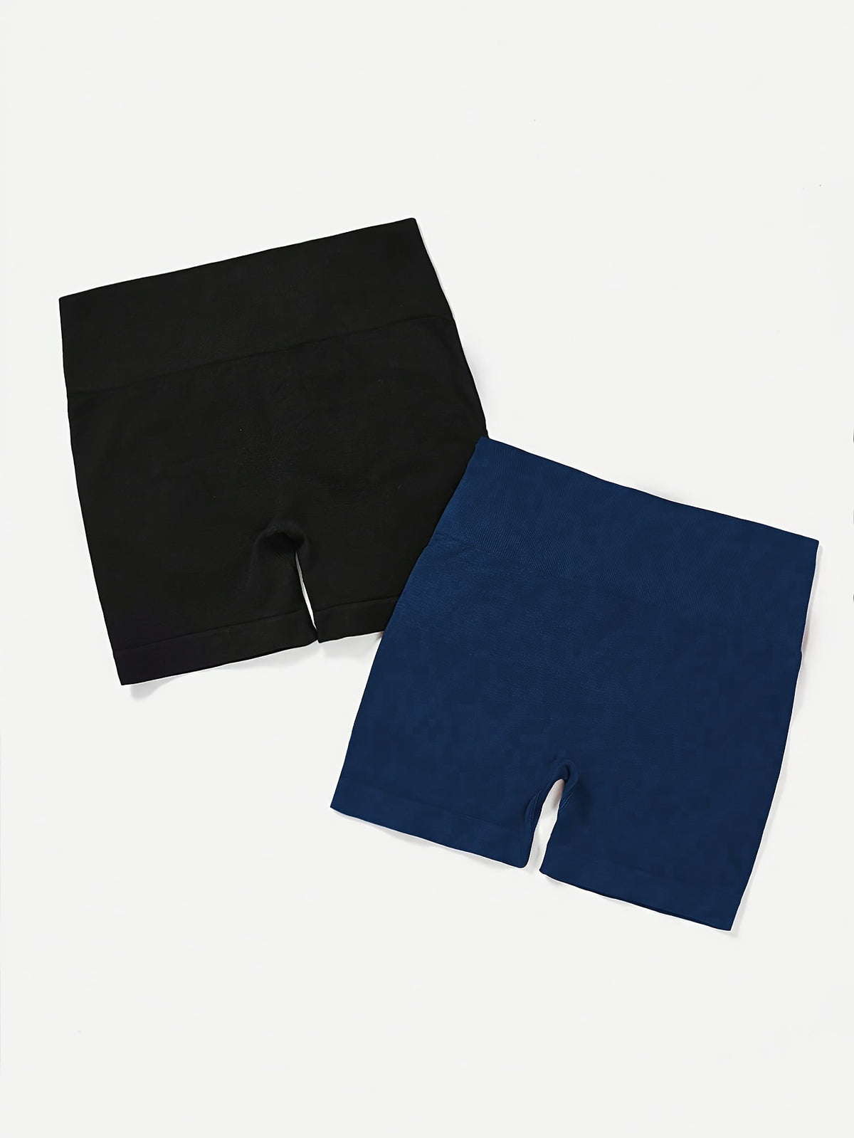 2 Pack Seamless Biker Shorts - Black+Purplish Blue