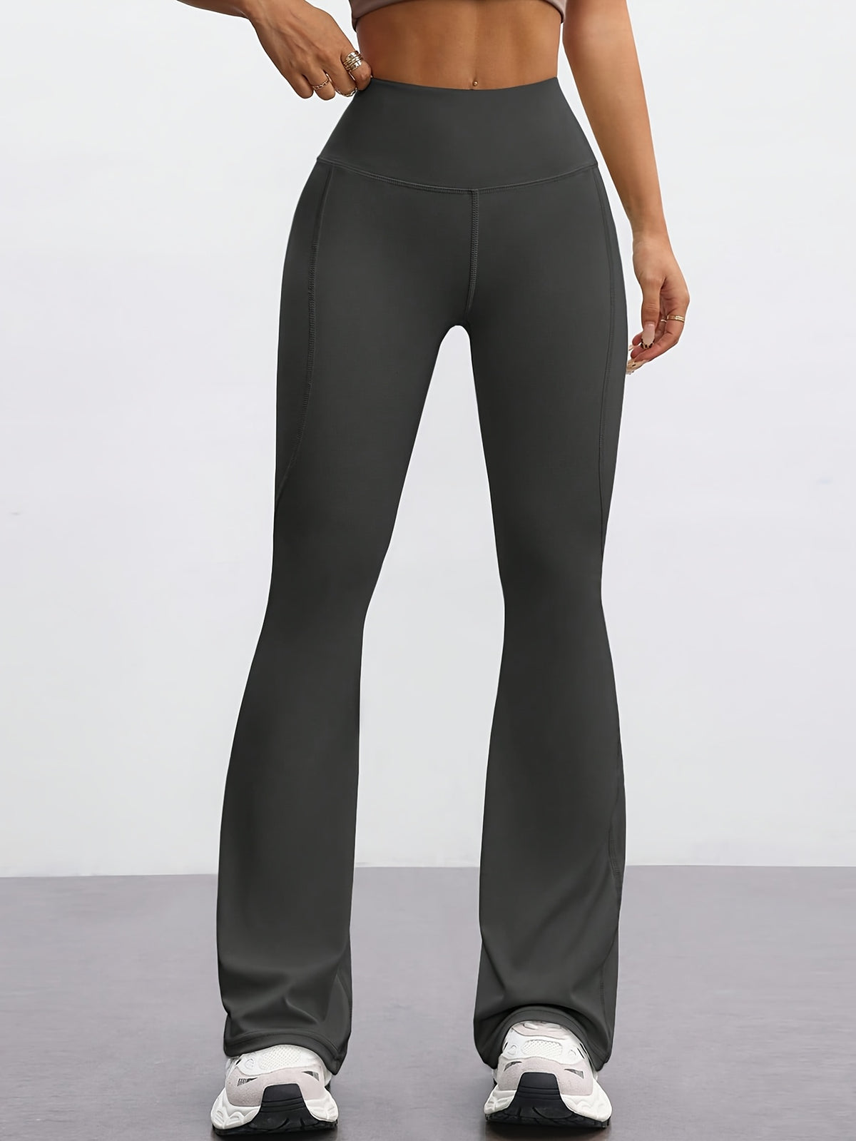 High Waist Flare Pants - Dark Grey