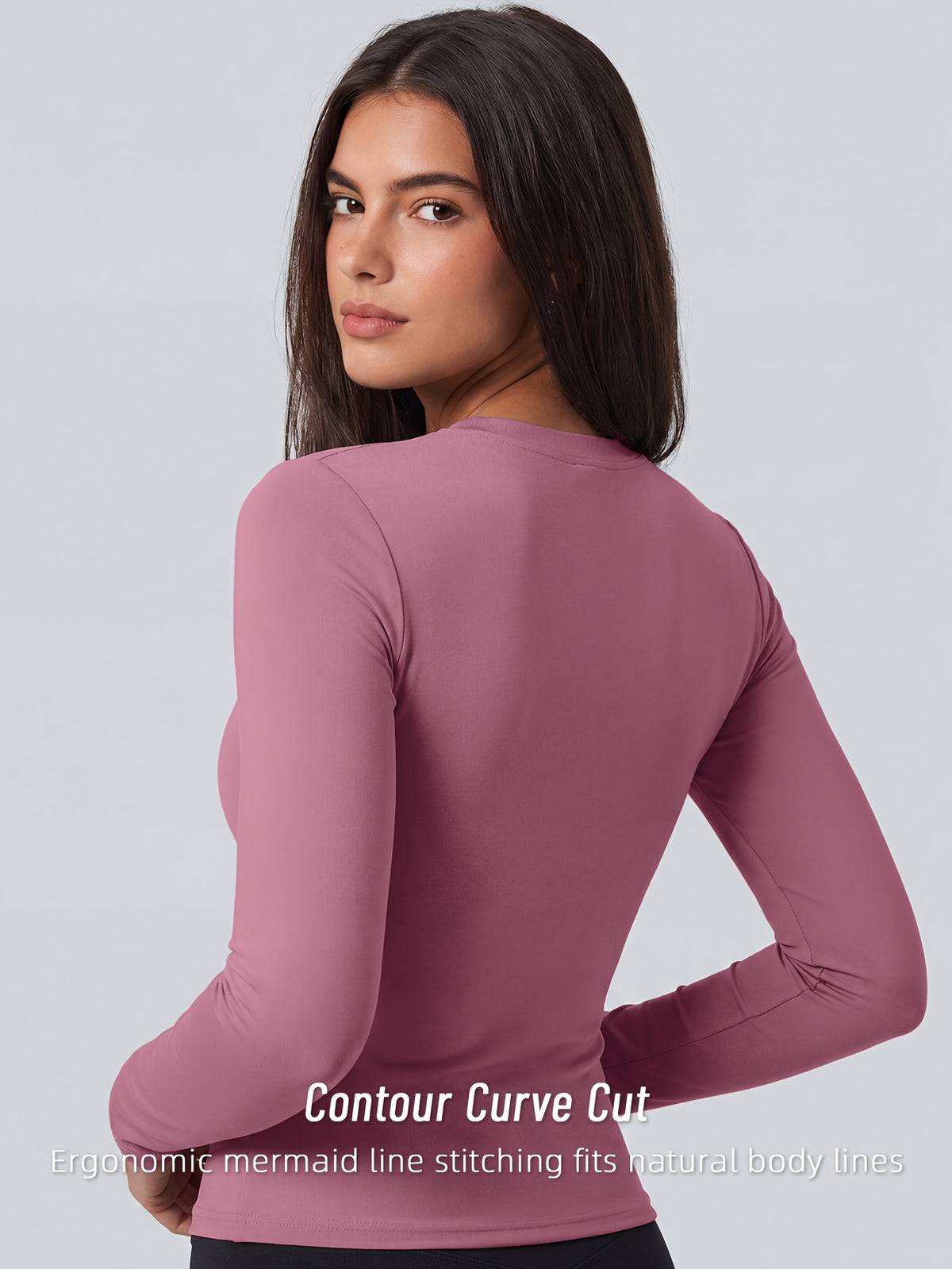 Full Length Compression Long Sleeve Top - Rose