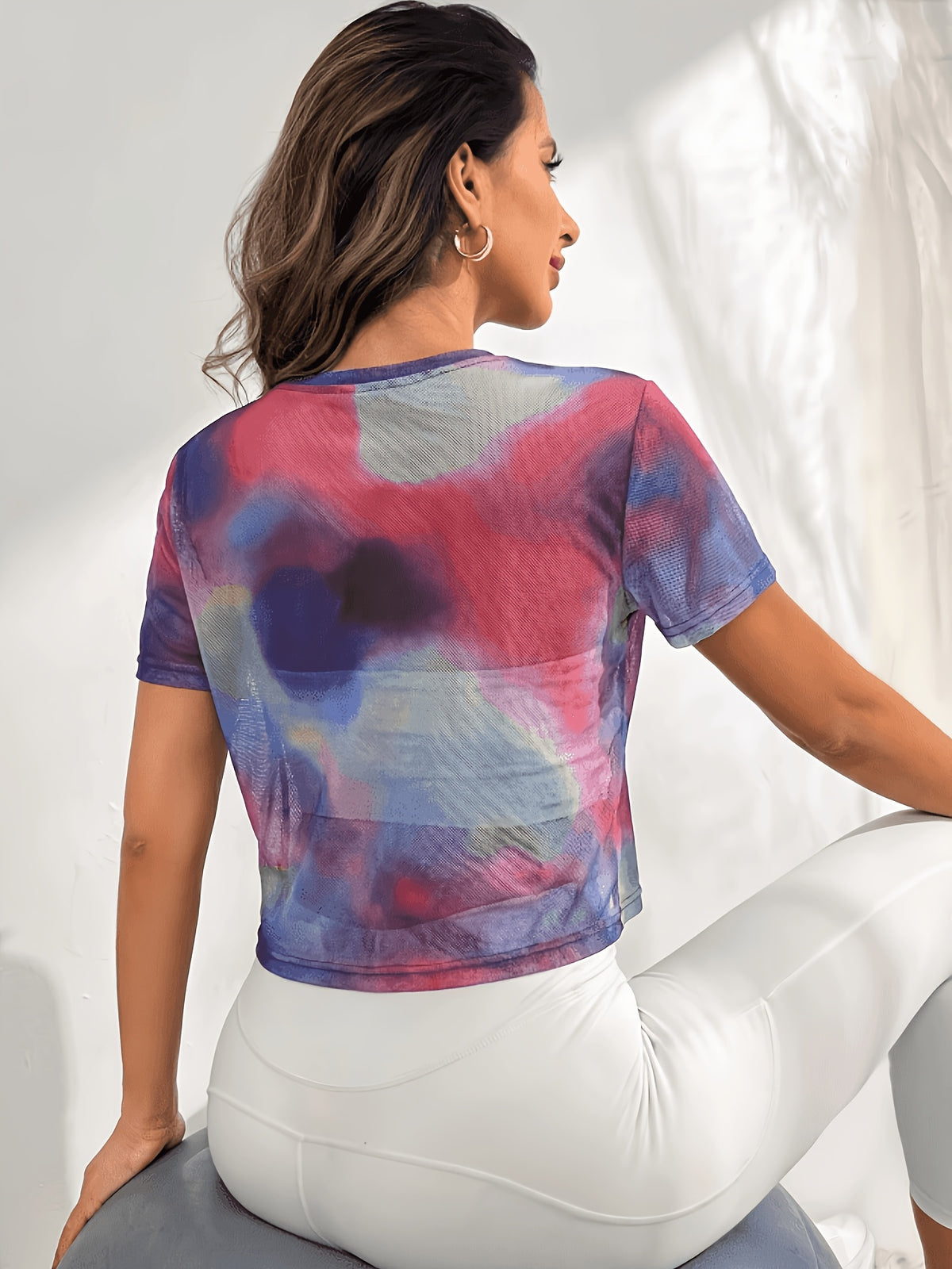 Tie Dye Mesh Sports Tee - Multicolour