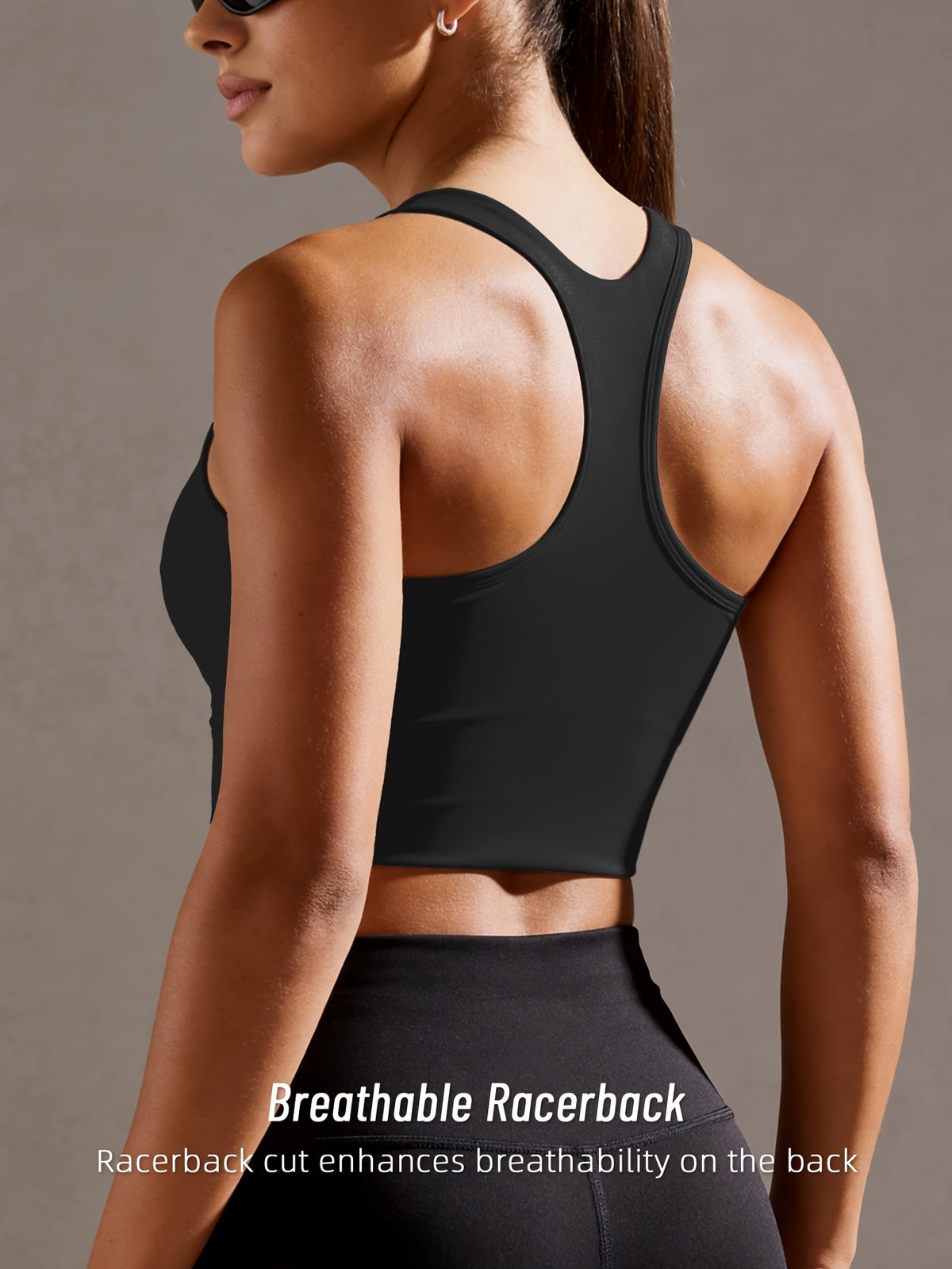 Color Block Strappy Sports Bra - Black