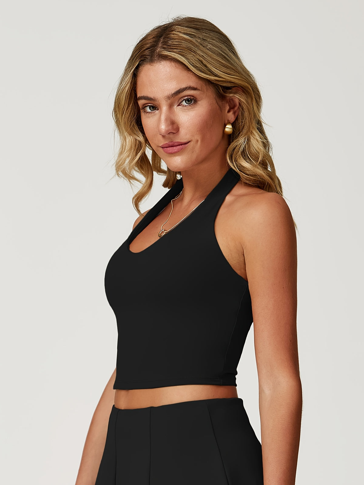 Halter Neck Sports Vest - Black