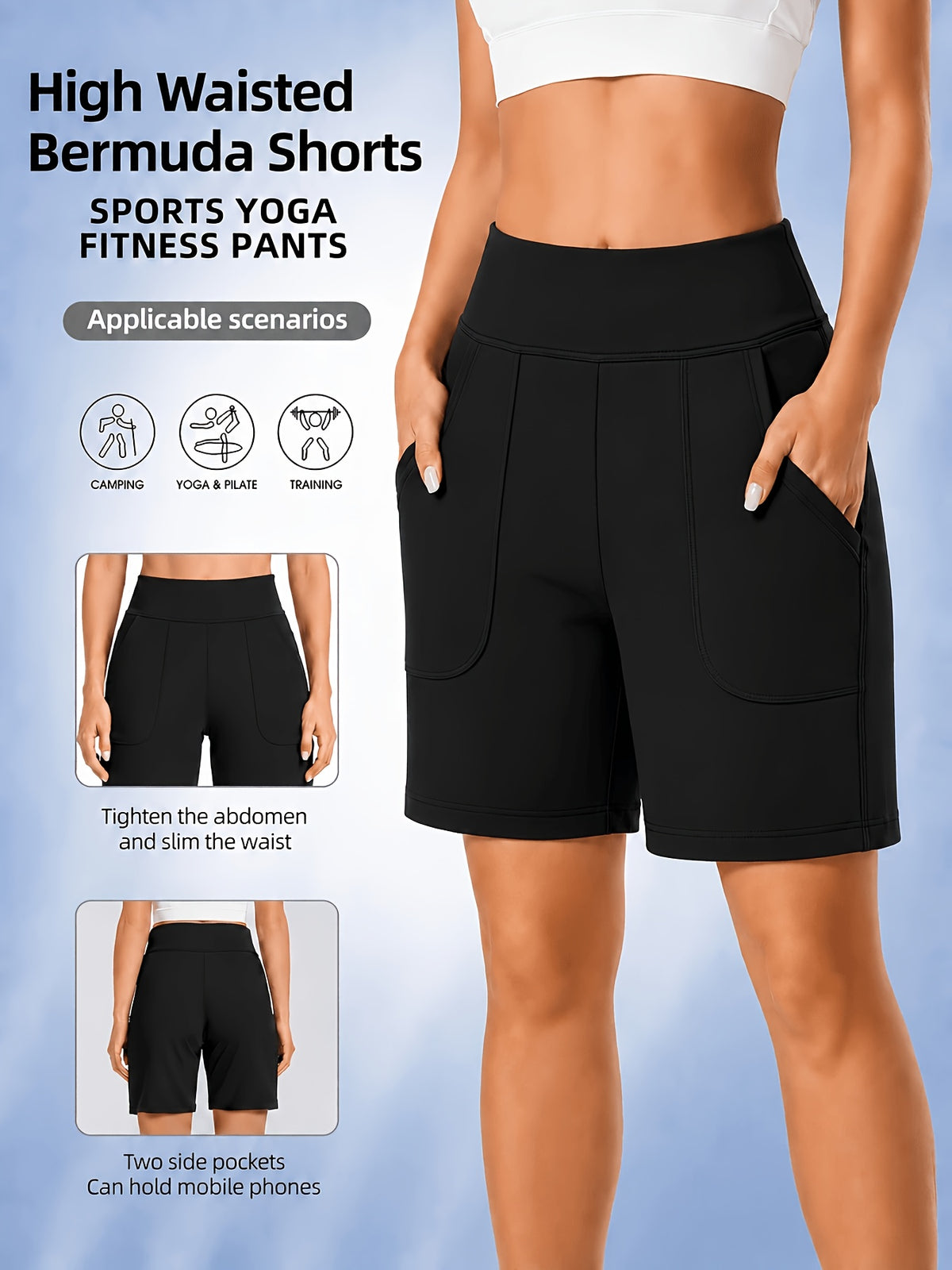 Longline Bermuda Pocket Shorts - Black