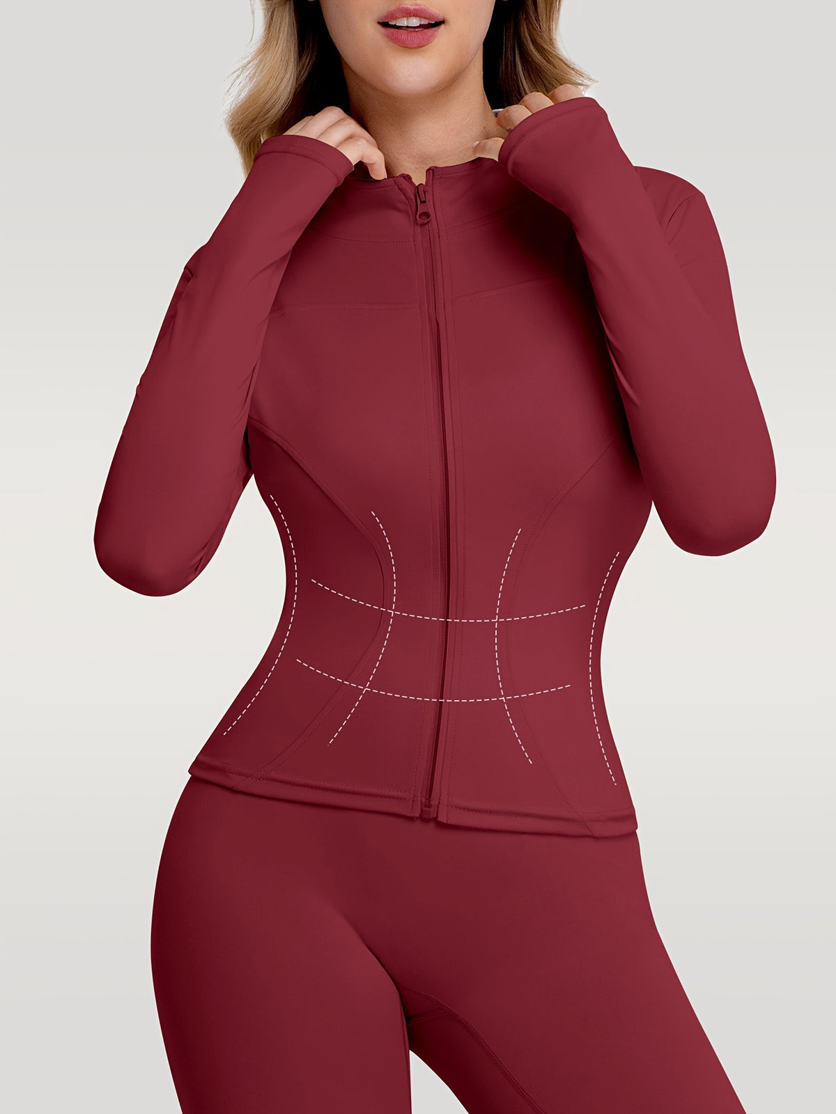 Figure Hugging Jacket & Pants Set - Red