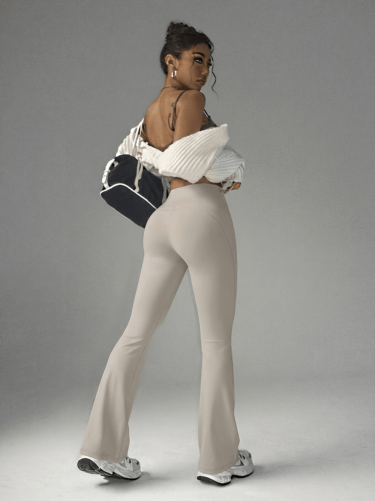High Waist Flare Pants - Lead Grey