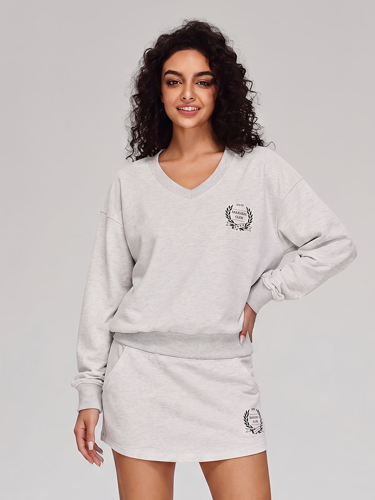 Long Sleeve Top & Tennis Skirt Set - Space Gray
