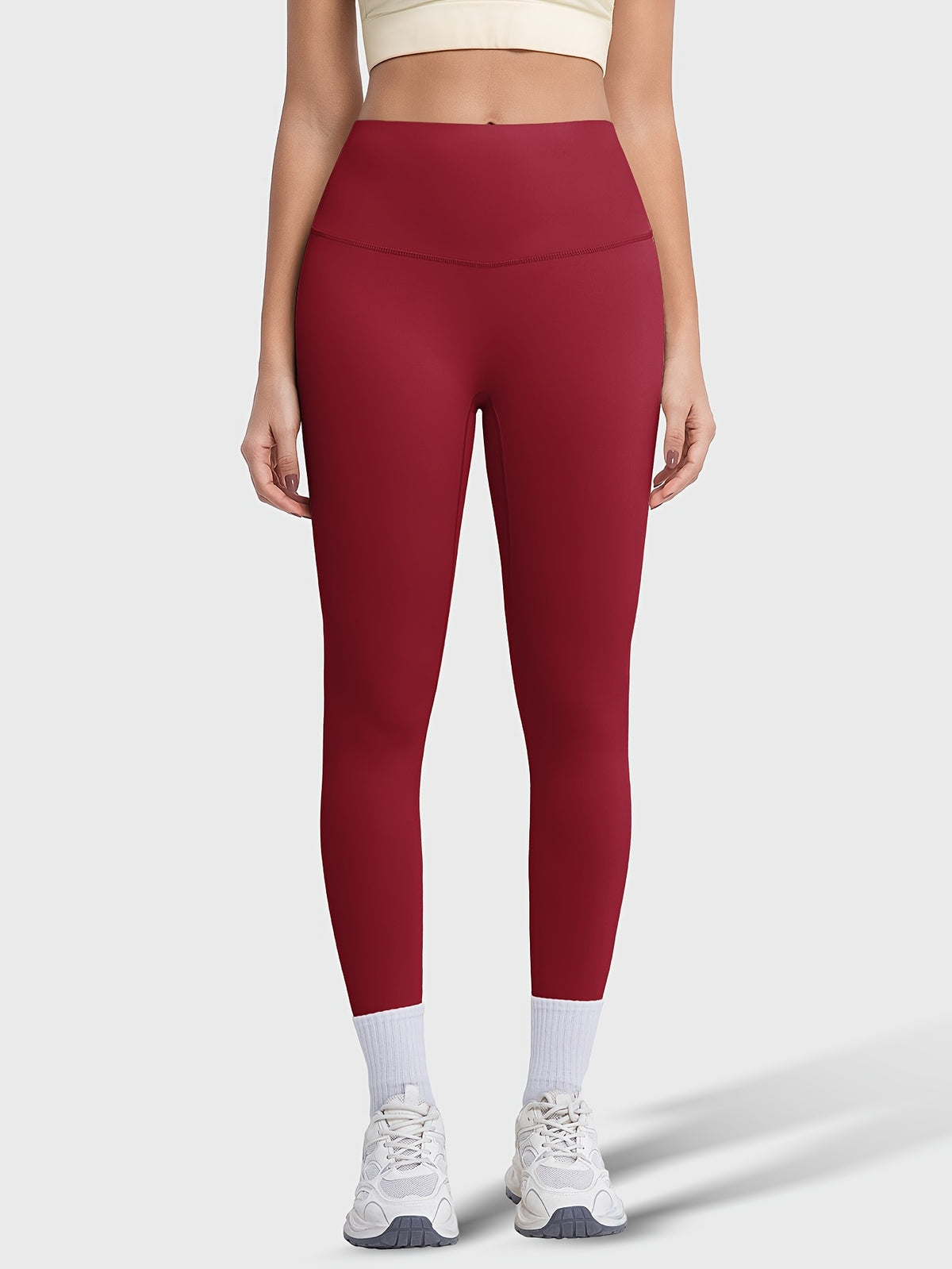 Crew Neck Tee & Leggings Set - Burgundy