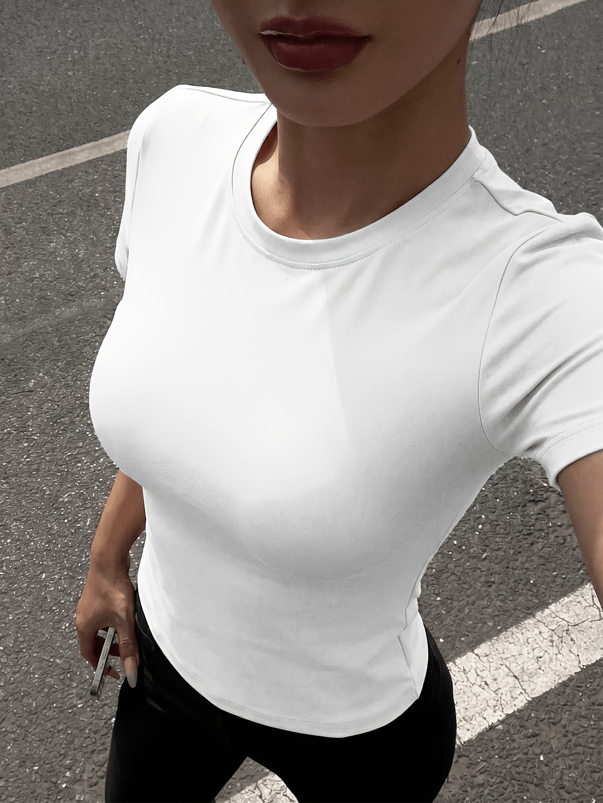 Slim Fit Quick Dry Crew Neck Tee - White