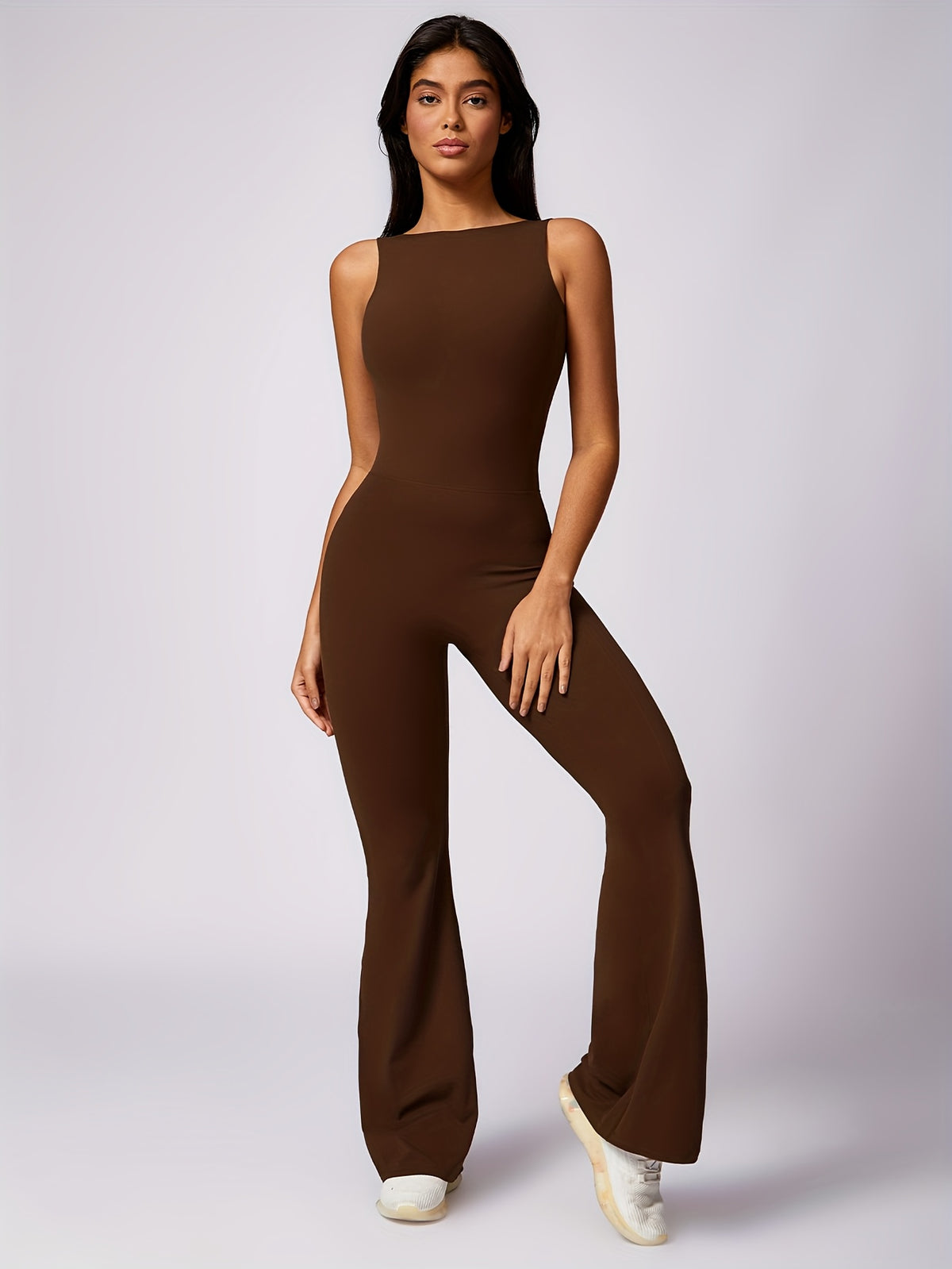 Sleeveless Yoga Bodysuit - Chocolate
