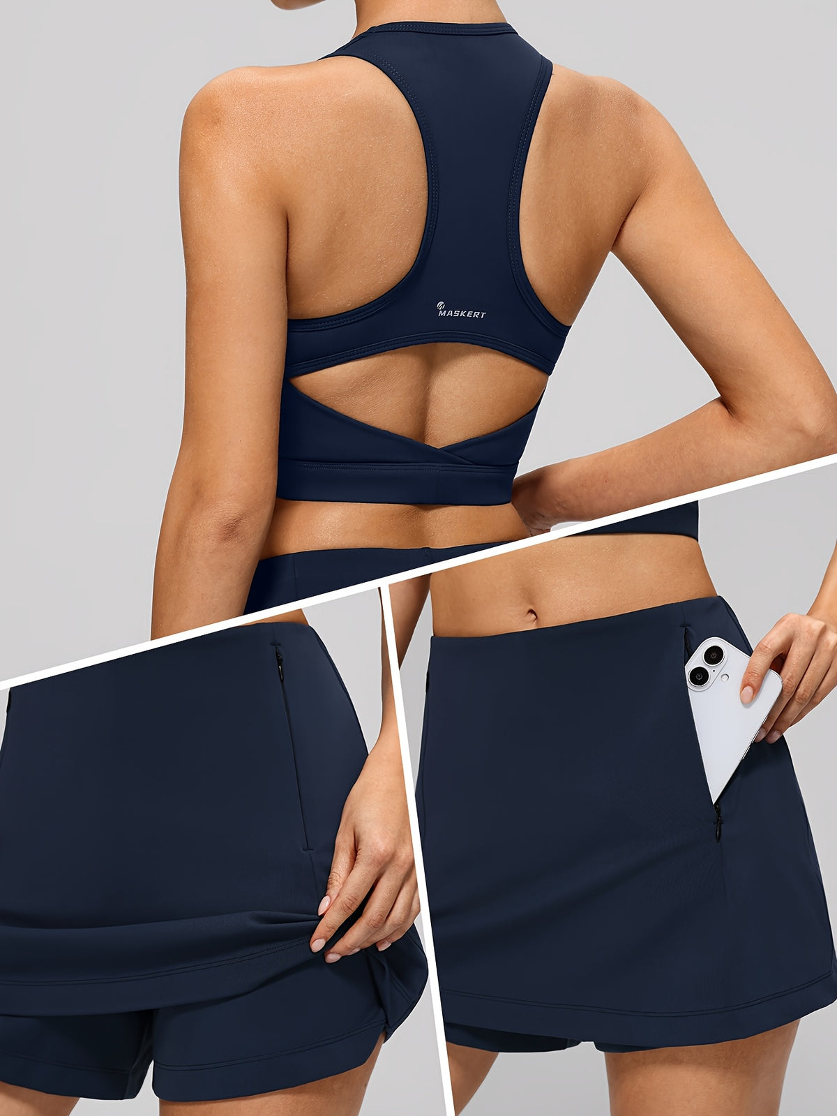 Cutout Cross Back Tank & Shorts Set - Navy