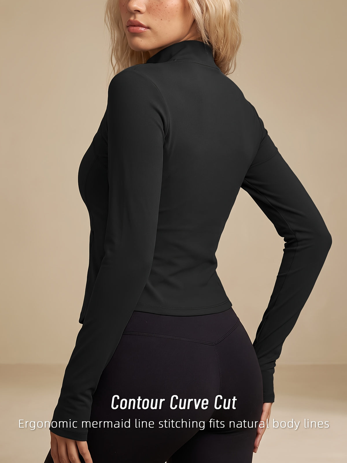 Slim Thumbhole Athletic Jacket - Black