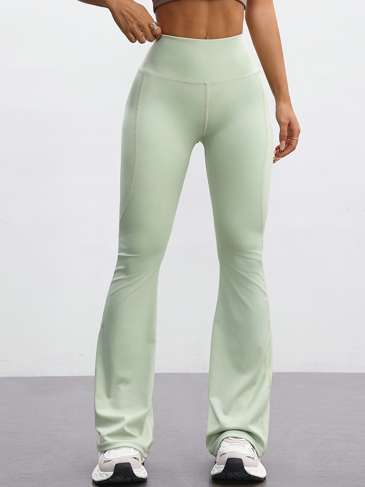 High Waist Flare Pants - Sage Green