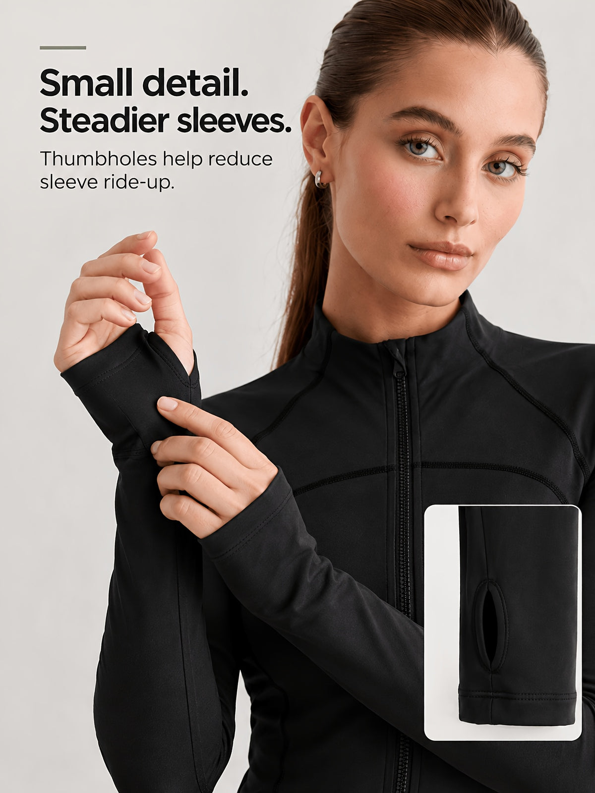 Waist Cinching Cropped Thumbhole Jacket - Black