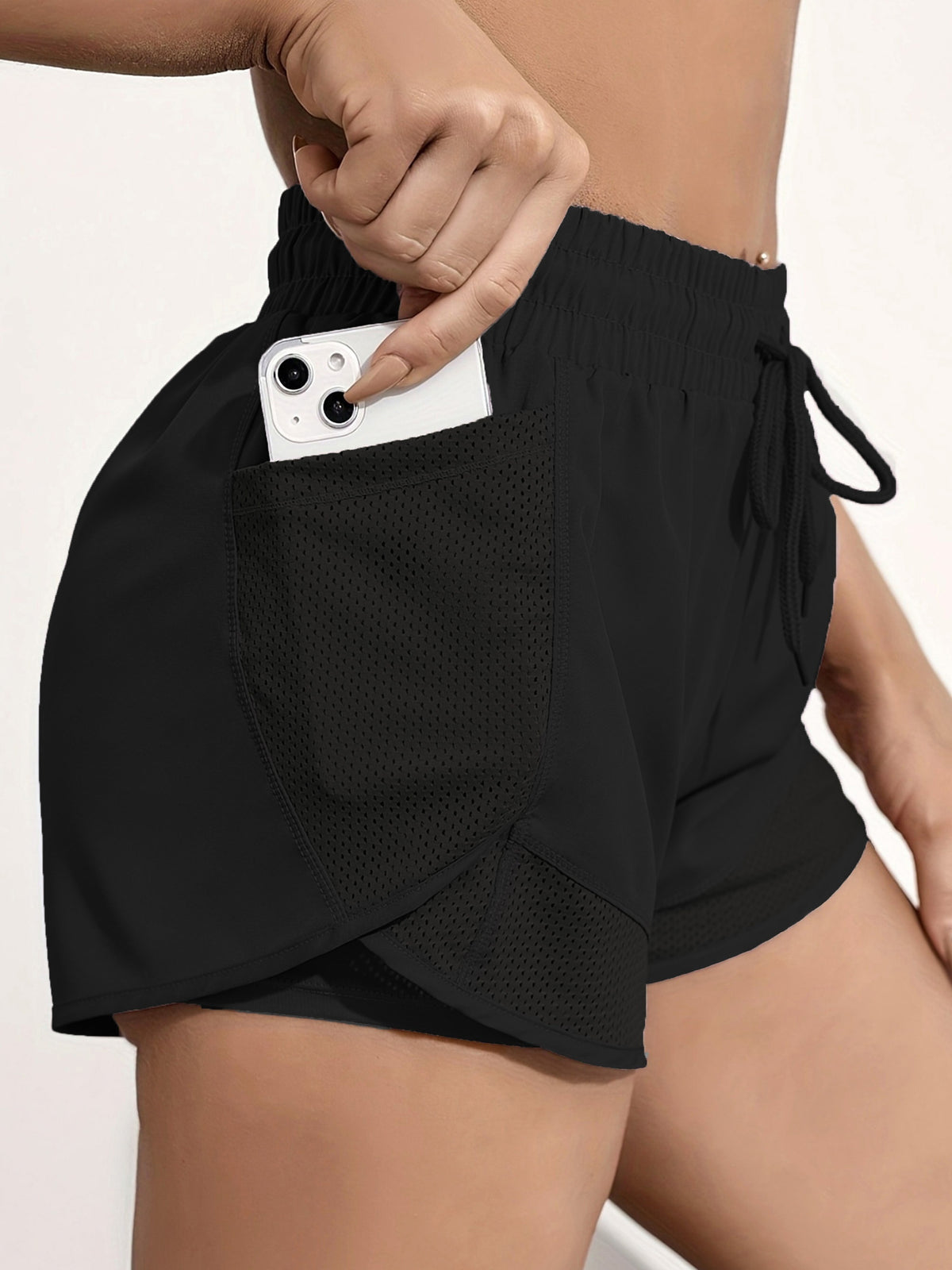 Pocket Layered Running Shorts - Black