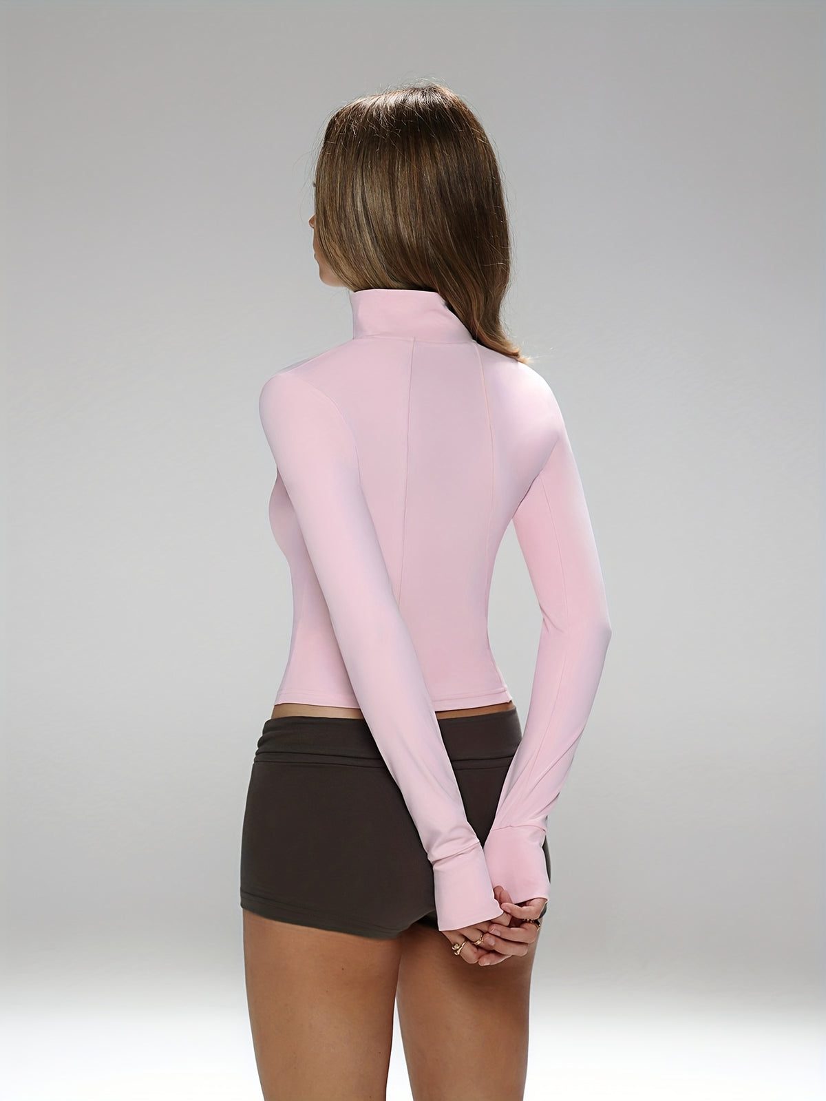 Thumbhole Shaping Zip Jacket - Pink Red