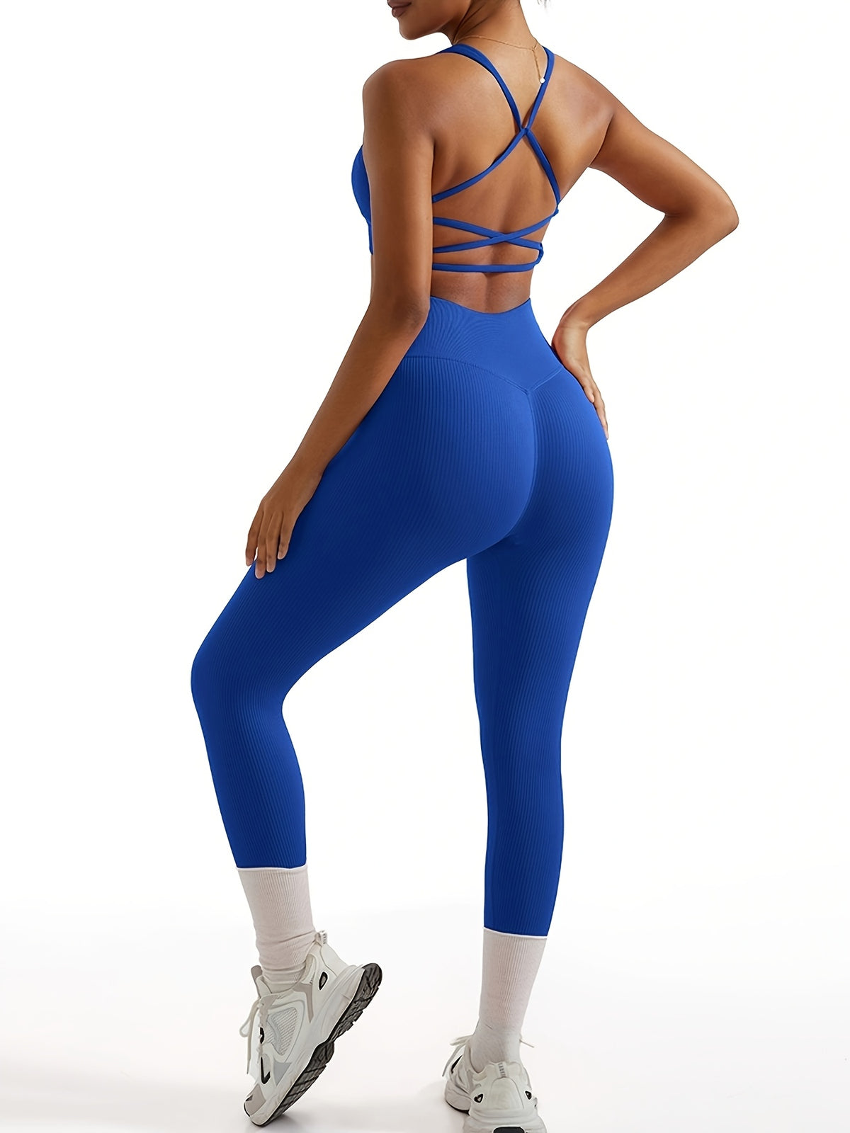 Crop Tank & Seamless Yoga Pants Set - Blue