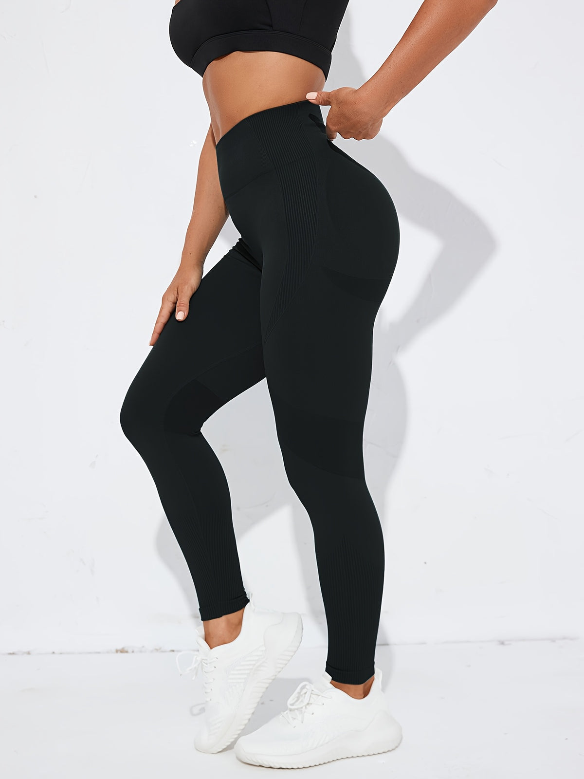 Slim Fit Casual Sports Leggings - Black