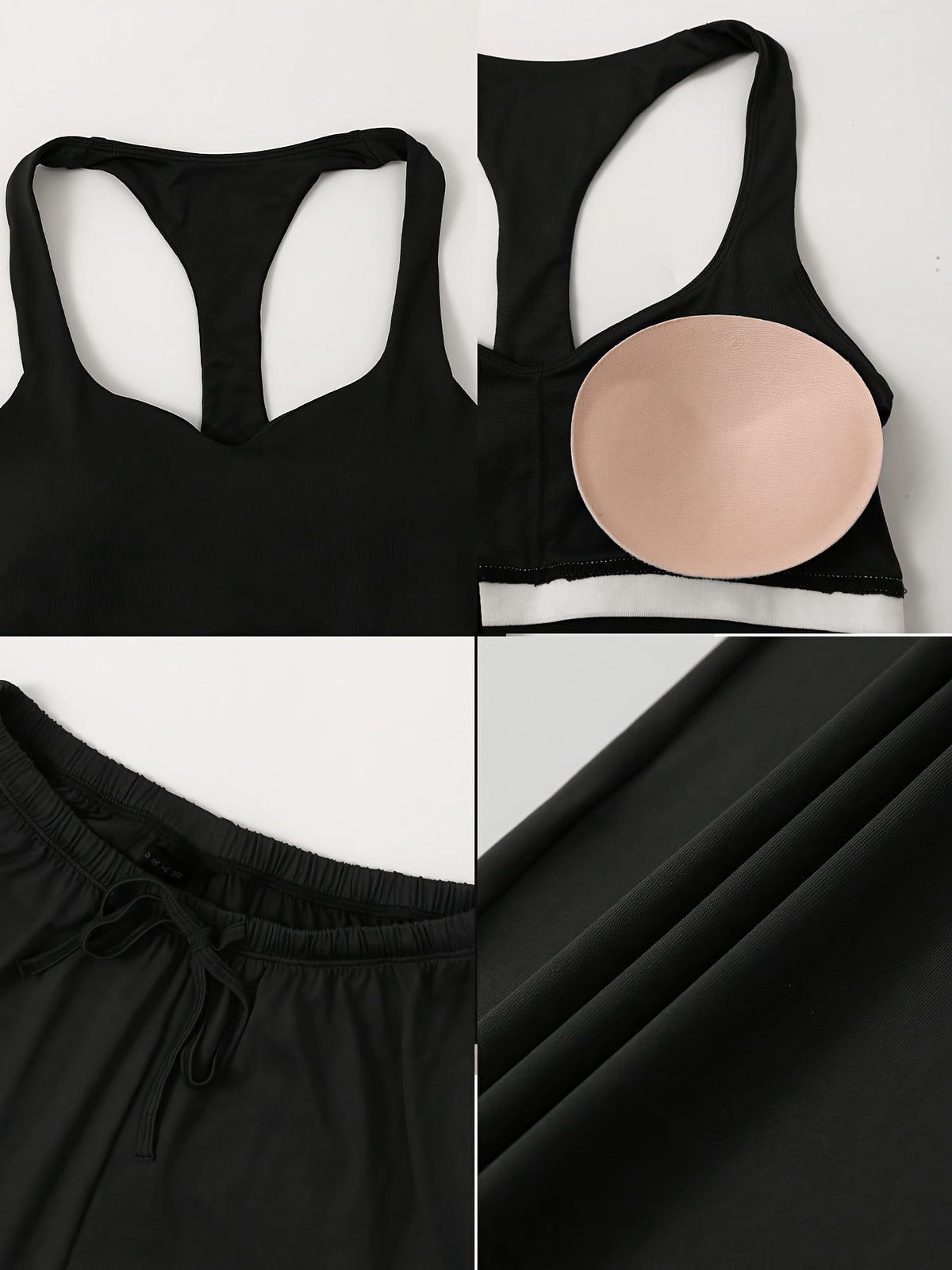 Racerback Tank & Wide Leg Pants Set - Black